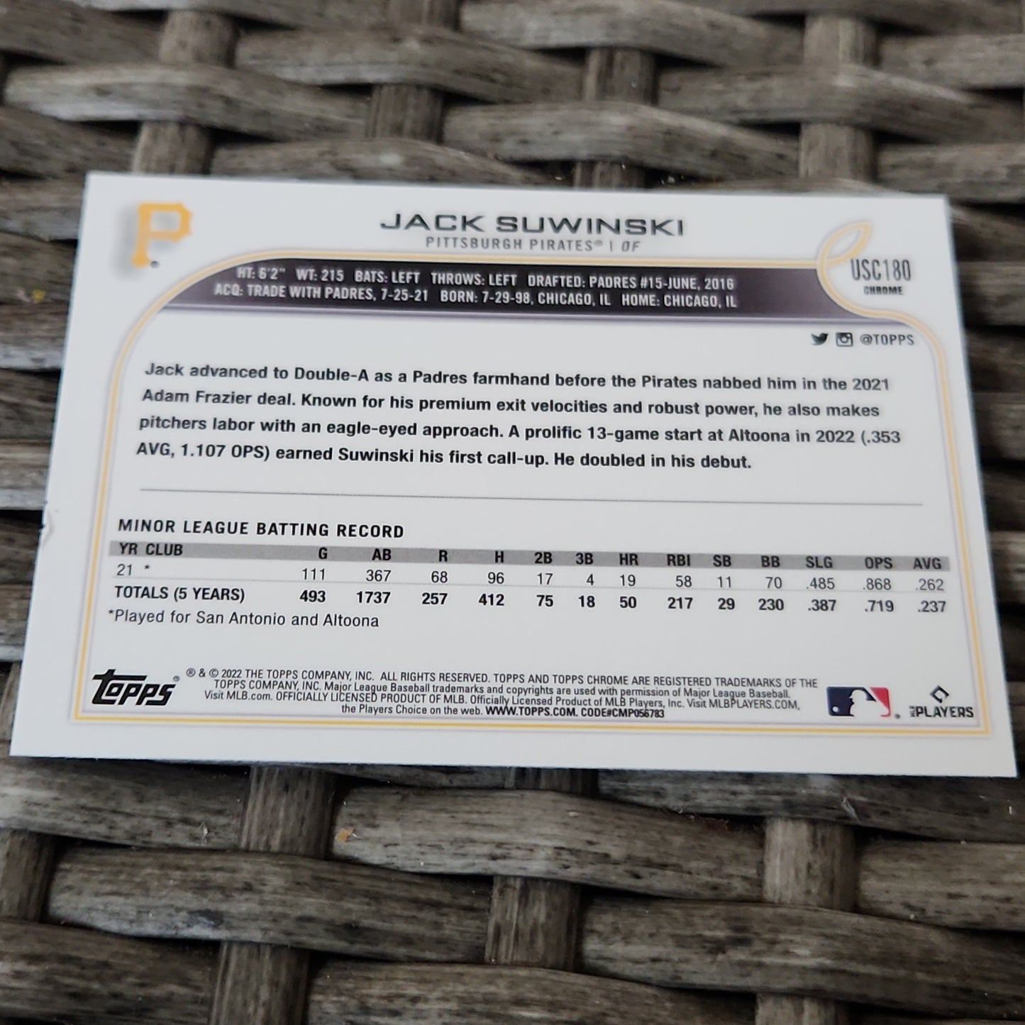 Topps Chrome Purple Jack Suwinaki RC #USC180