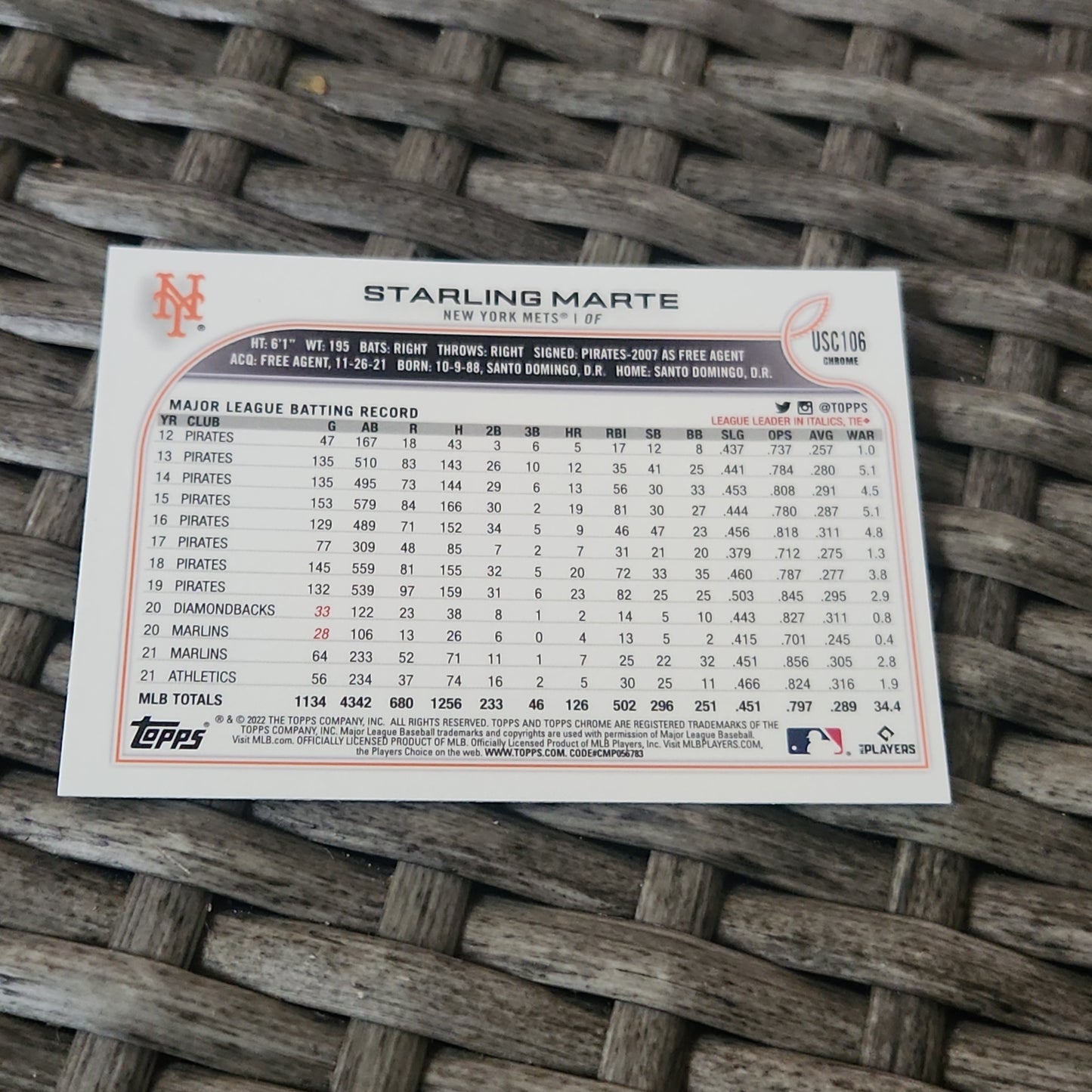 Topps Chrome Purple Starling Marte #USC106