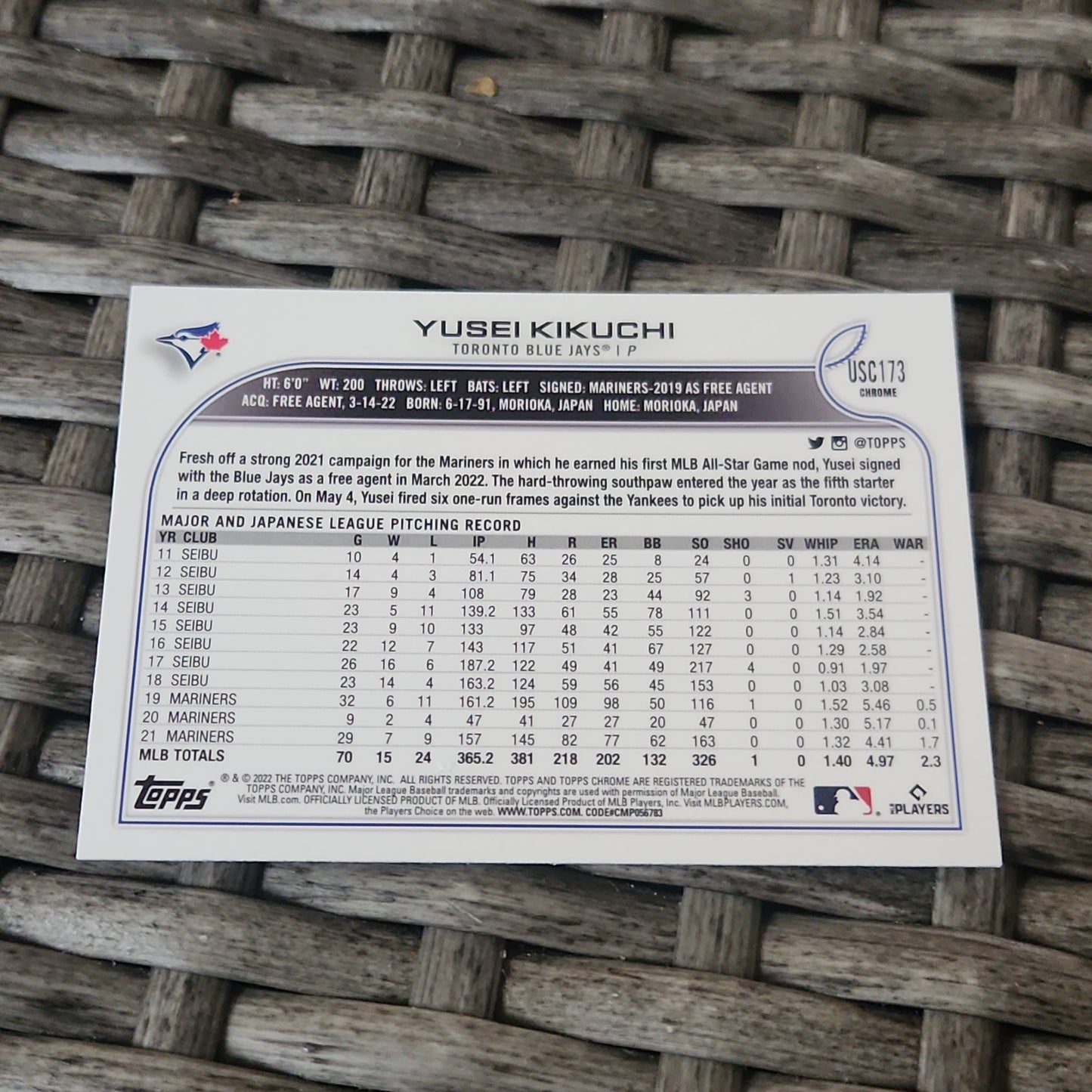 Topps Chrome Purple Yusei Kikuchi #USC173