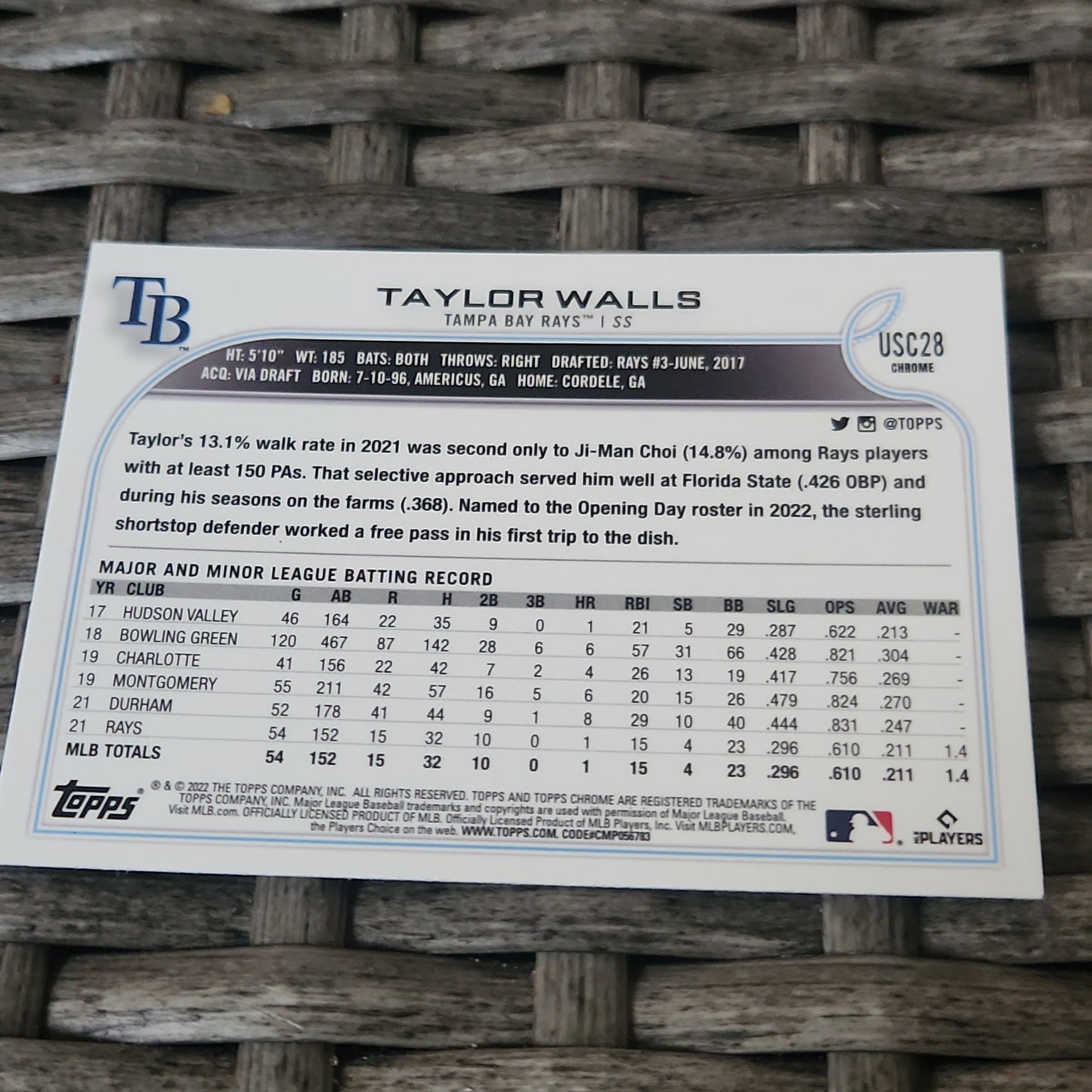 Topps Chrome Purple Taylor Walls #USC28