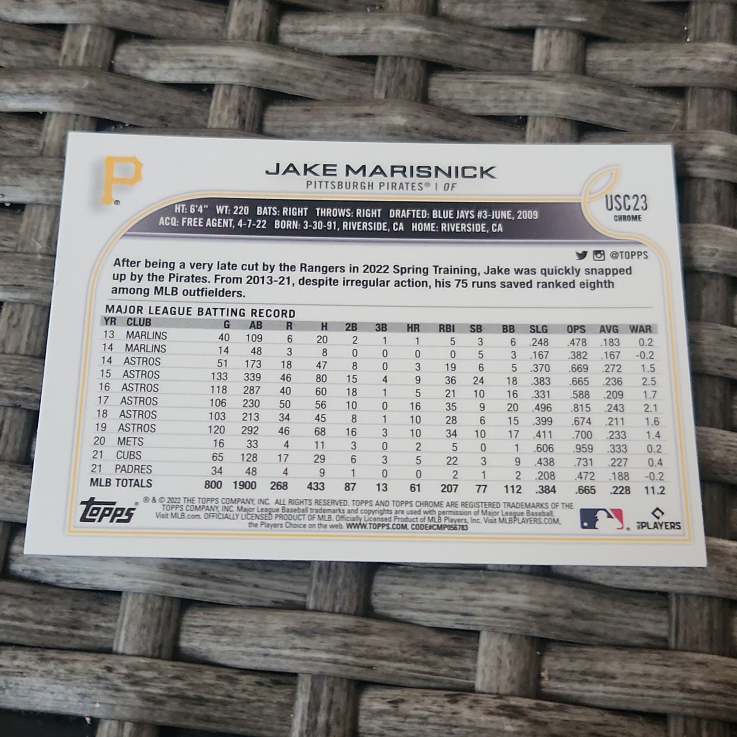 Topps Chrome Purple Jake Marisnick #USC23