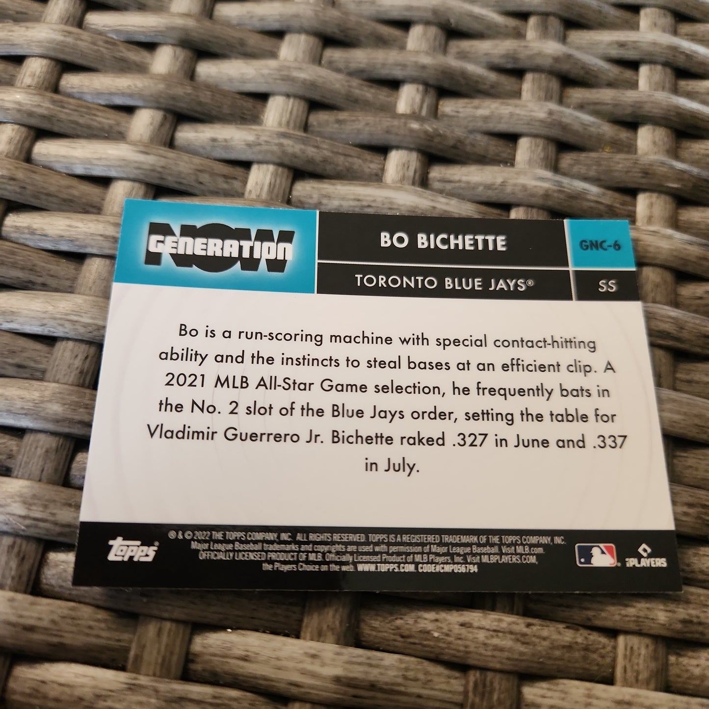 Topps Chrome Generation Bo Bichette #GNC-6