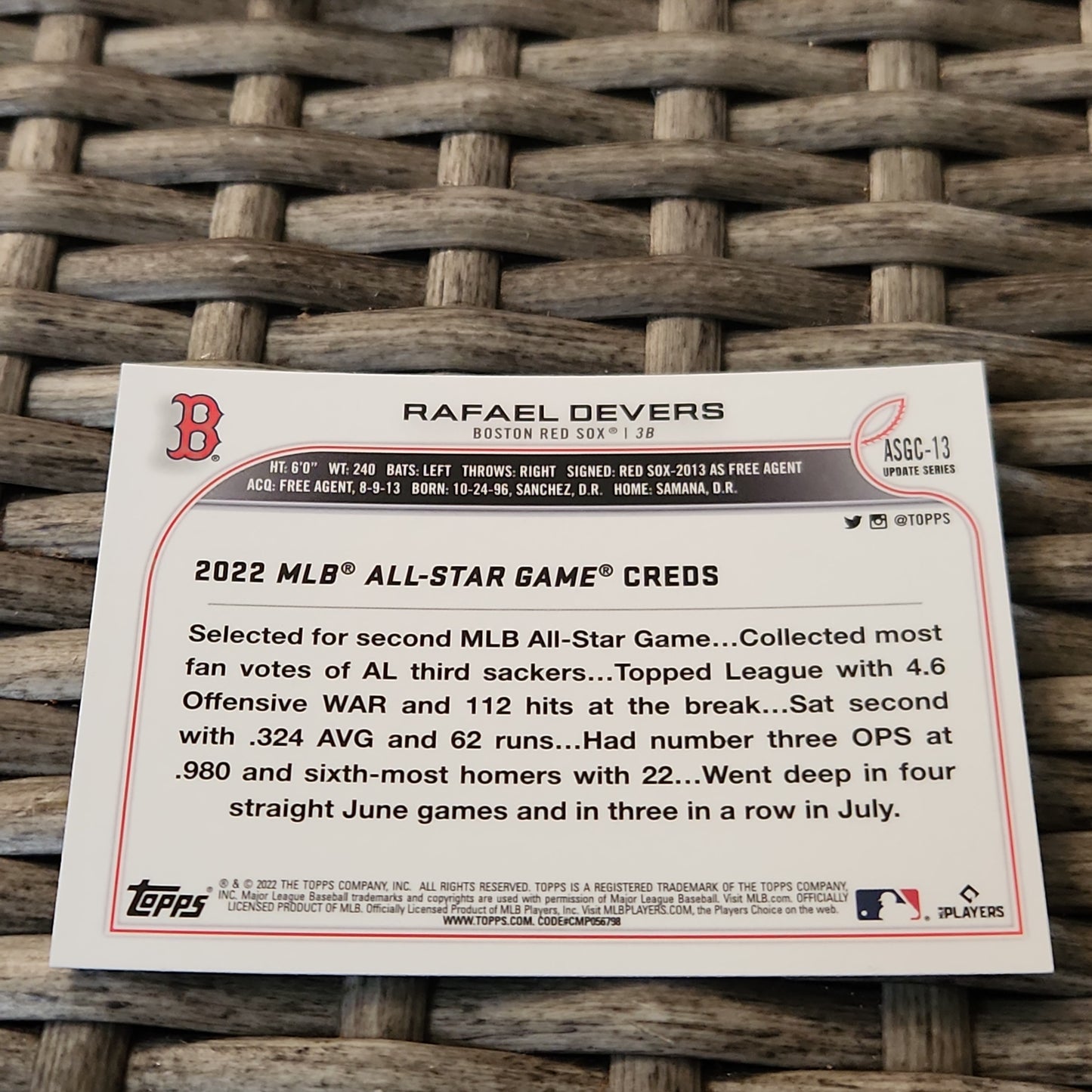 Topps Chrome Rafael Devers #ASGC-13