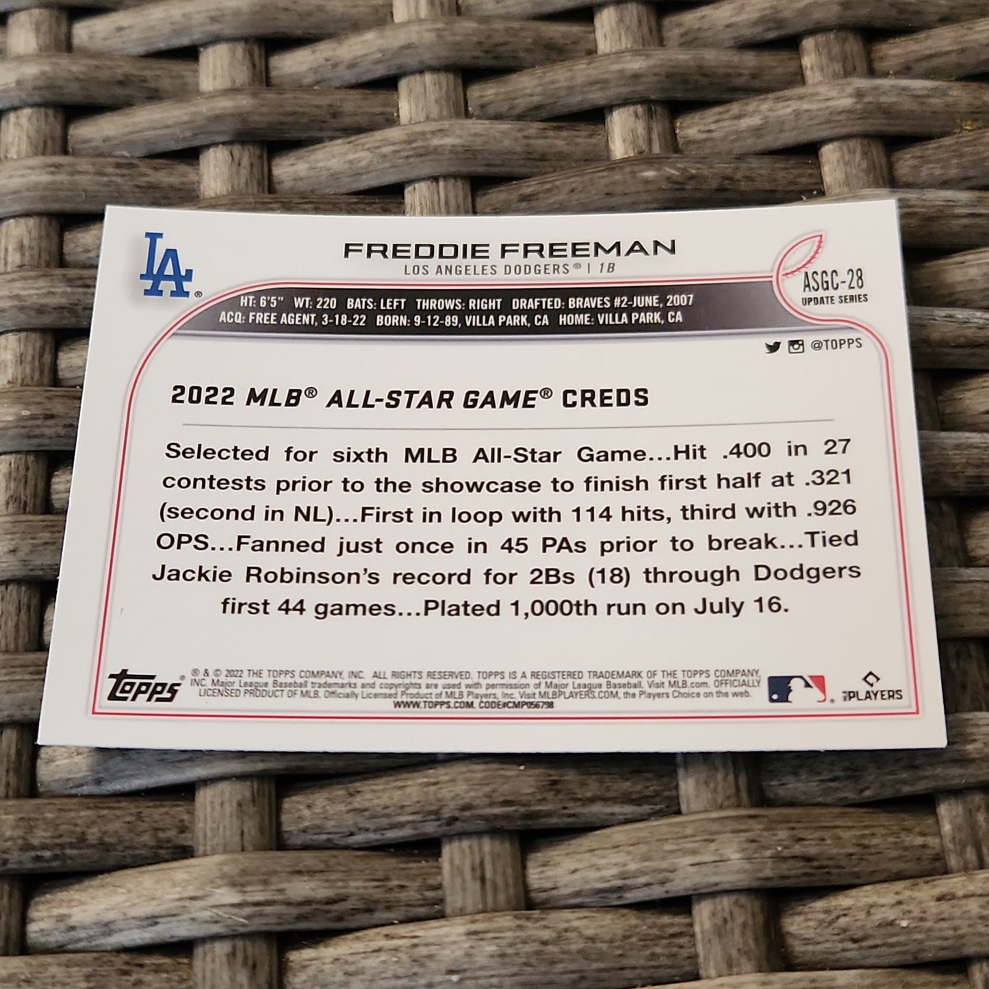 Topps Chrome Freddie Freeman #ASGC-28