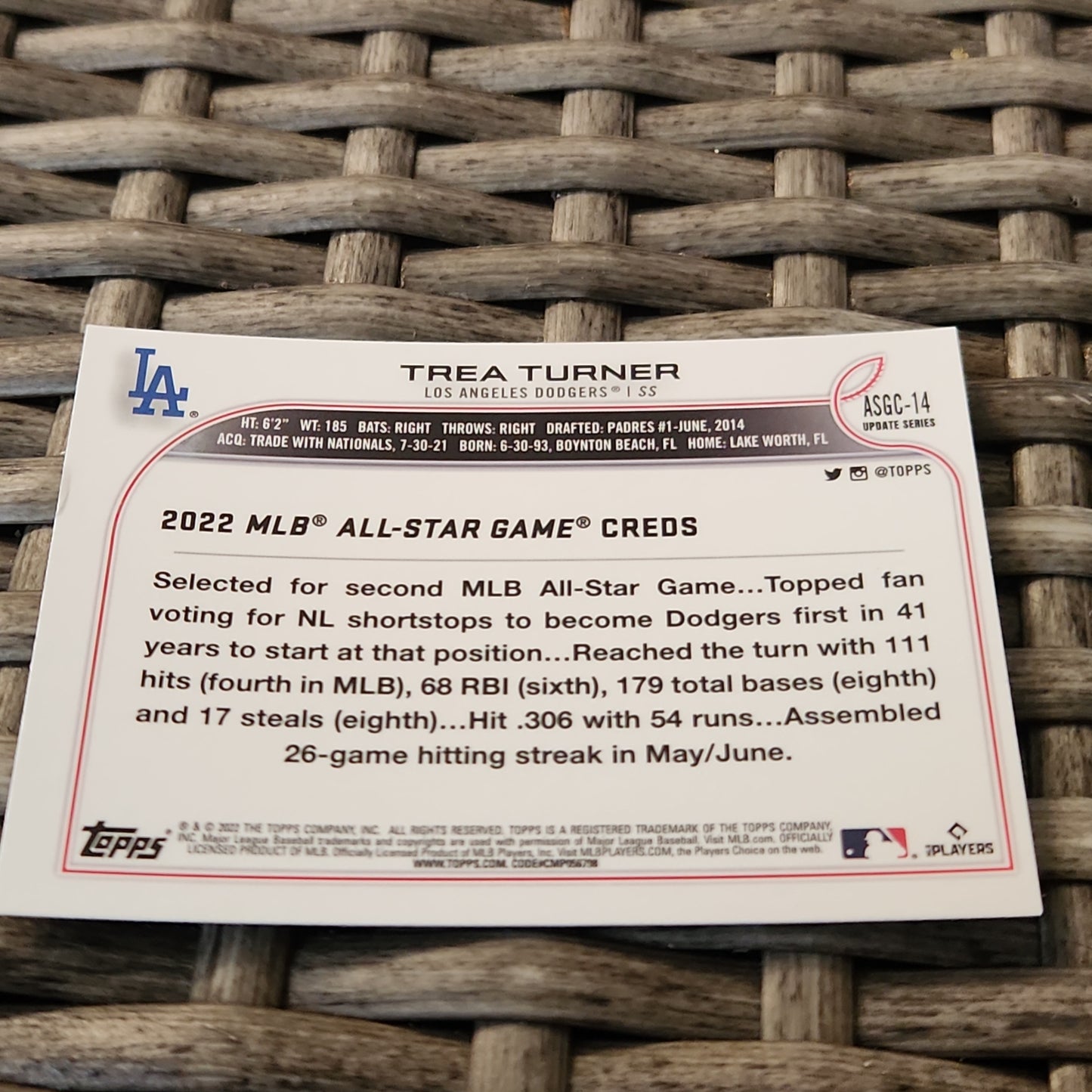 Topps Chrome Trea Turner #ASGC-14