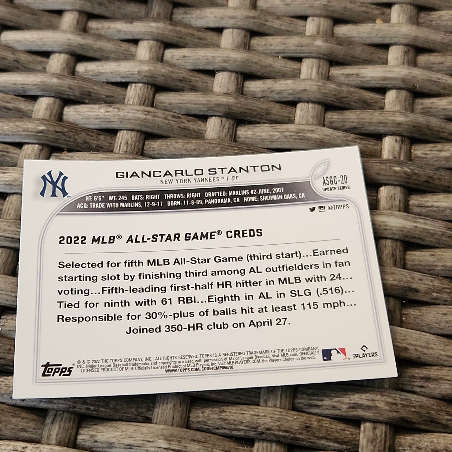 Topps Chrome Giancarlo Stanton #ASGC-20