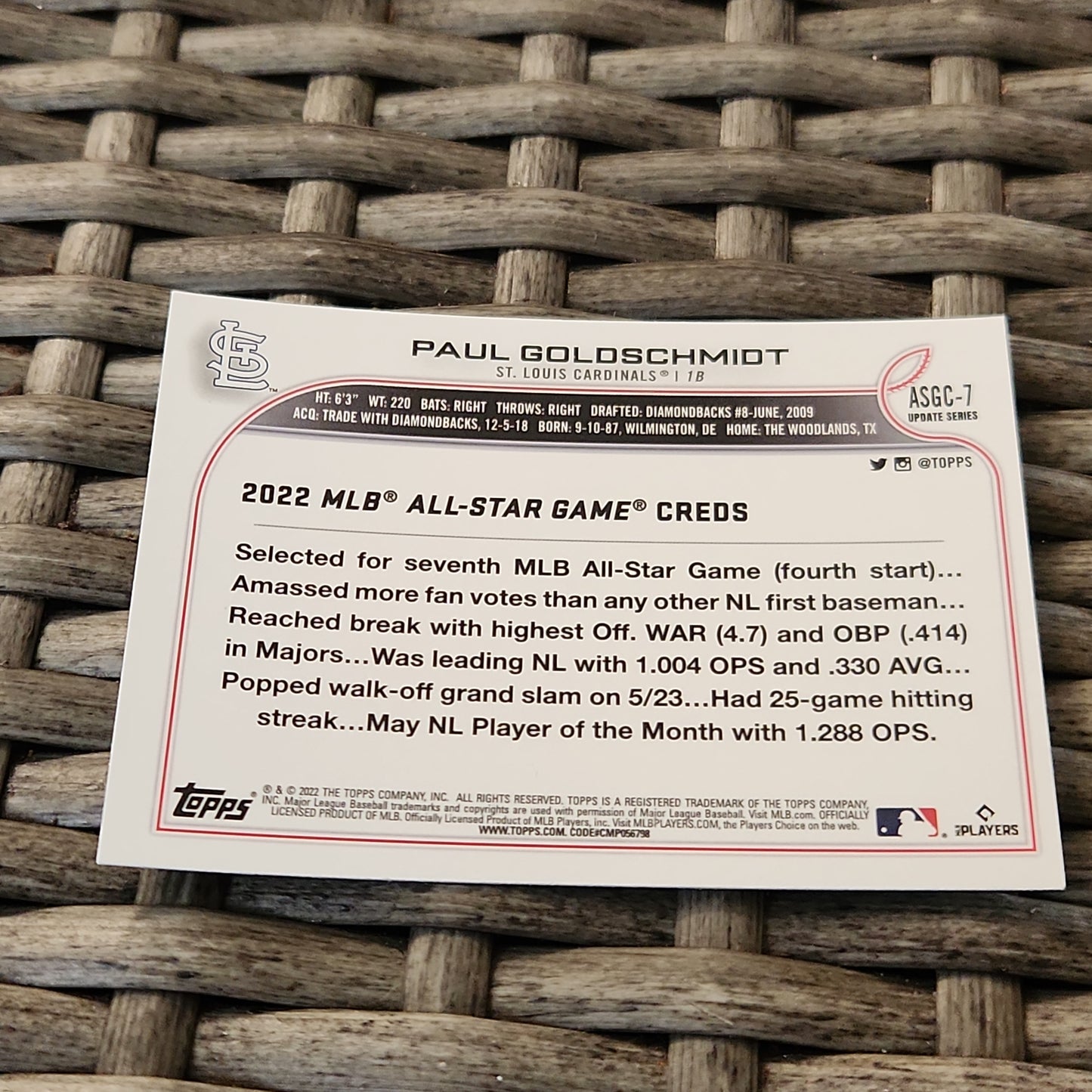 Topps Chrome Paul Goldsmidt #ASG-7