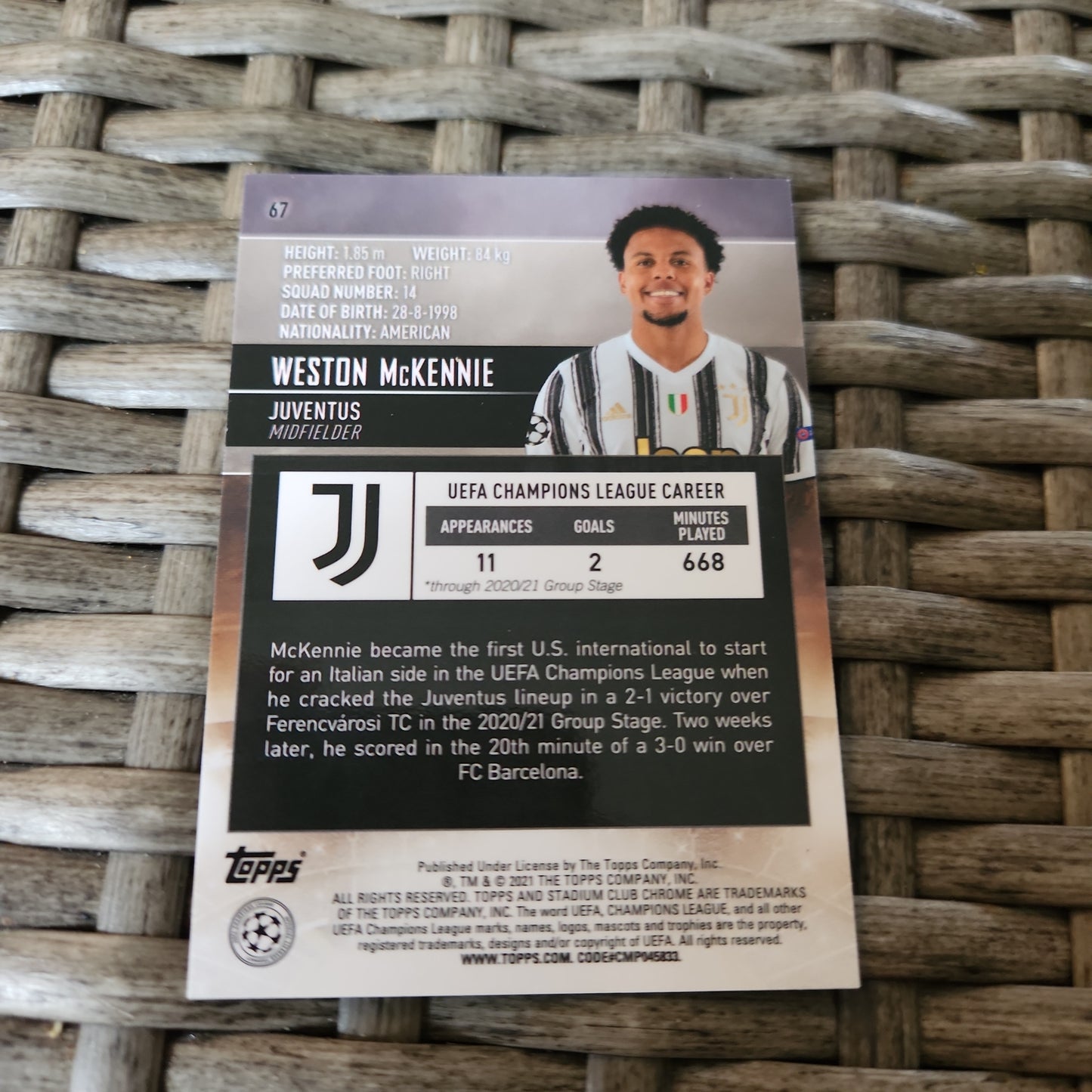 Topps Stadium Chrome Weston McKennie #67