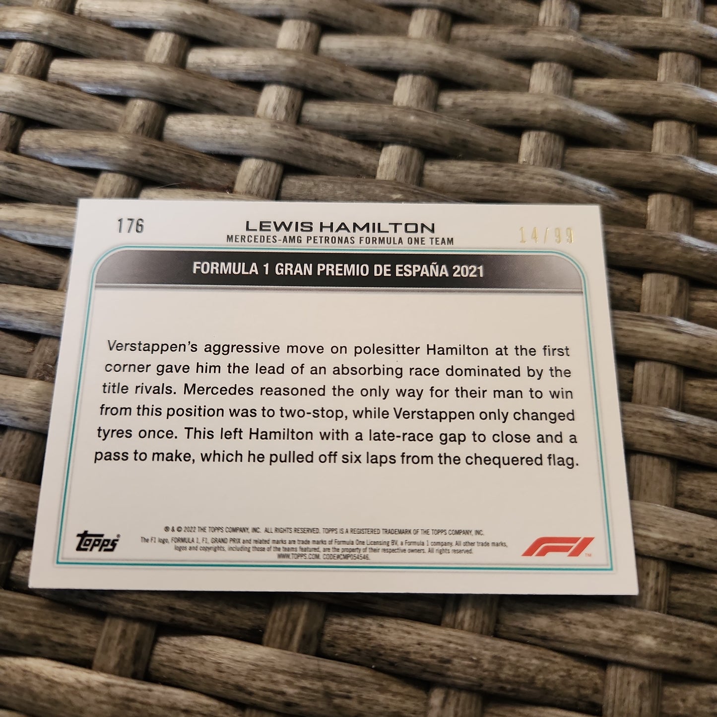 Topps Blue Lewis Hamilton 14/99 #176