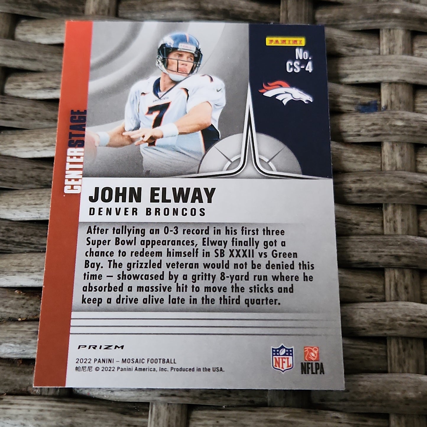 Panini Mosaic Center Stage John Elway #CS-4