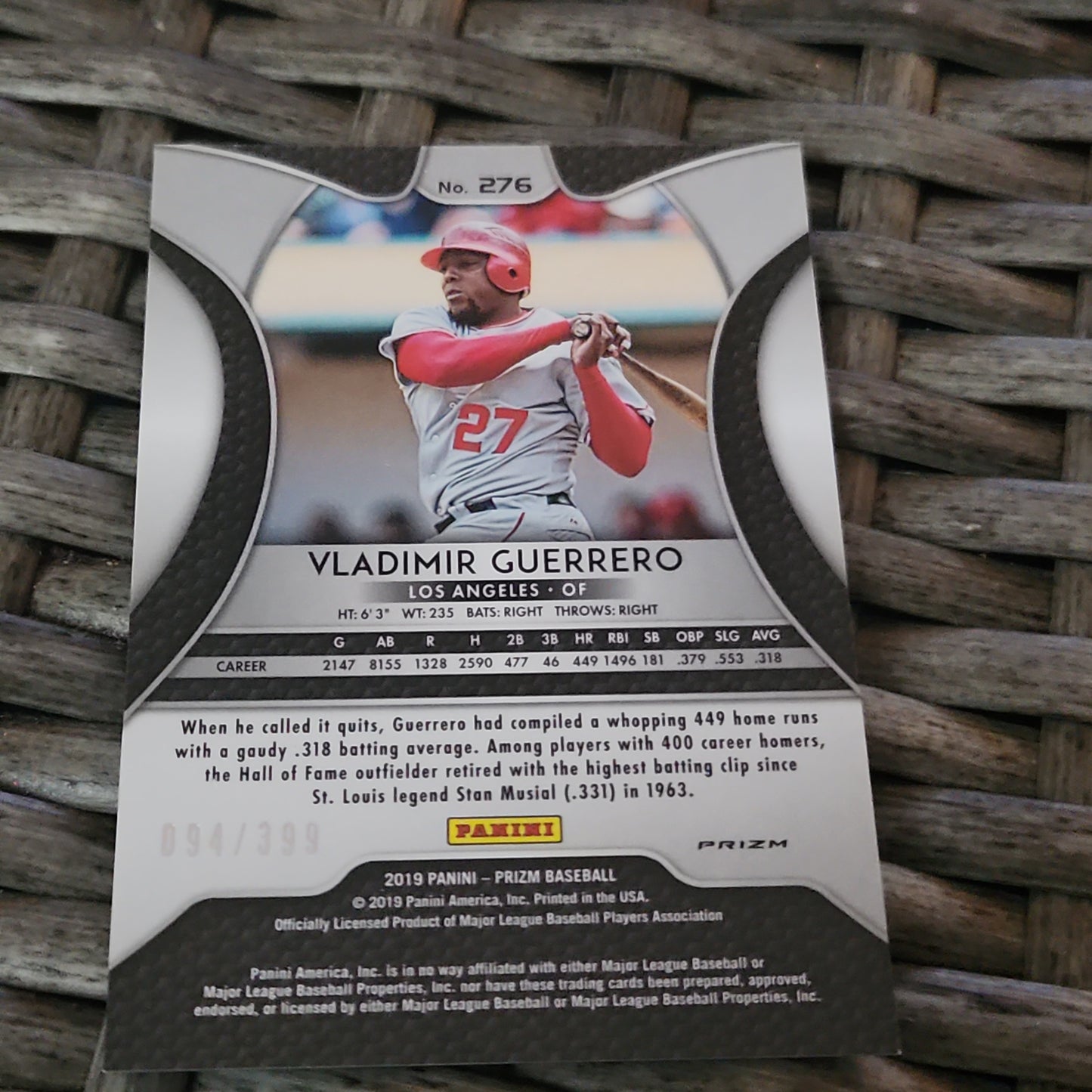 Panini Prizm Blue Refractor Vladimir Guerrero 094/399 #276