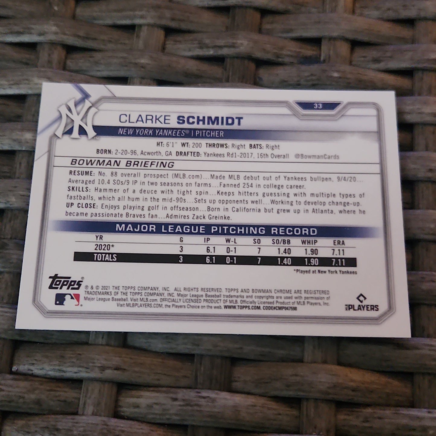 Topps B Chrome Clarke Schidt RC #33