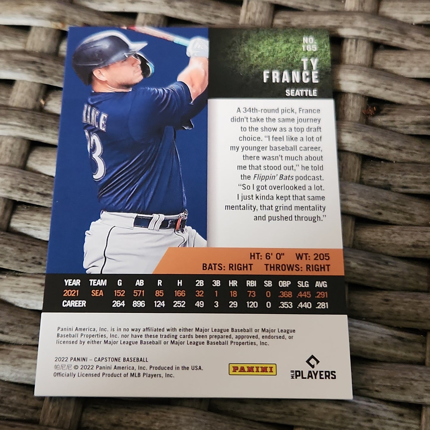 Panini Capstone Holo Ty France 21/35 #165