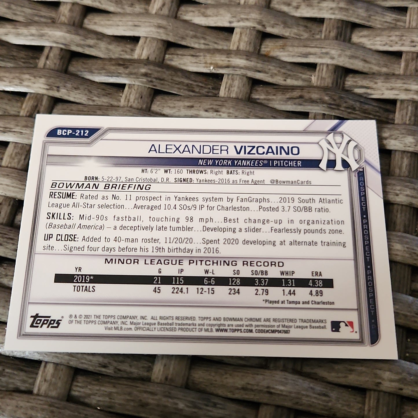 Topps B Chrome 1st Alexender Vizcaino #BCP-212