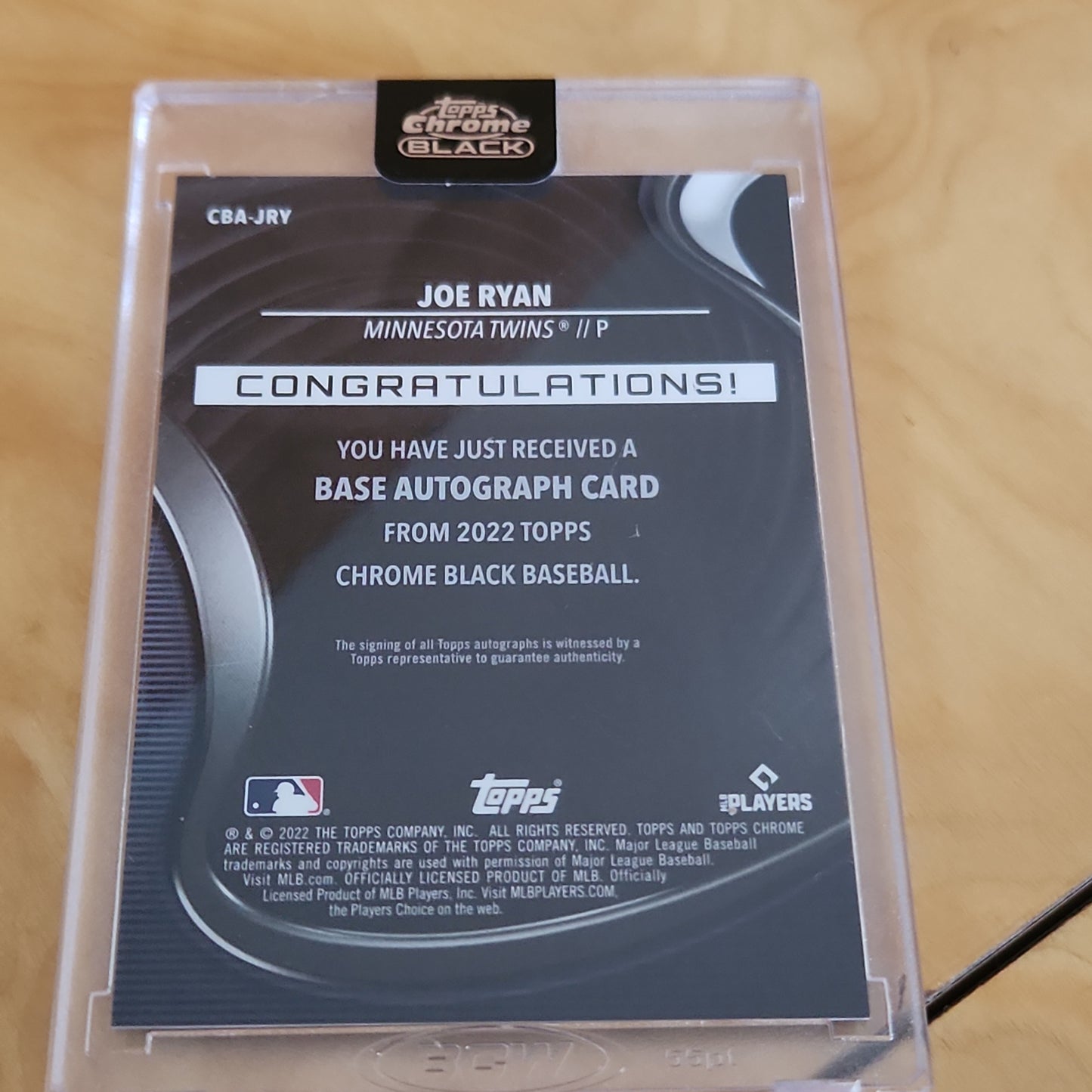Topps Chrome Black Joe Ryan RC Auto 56/99 #CBA-JRY