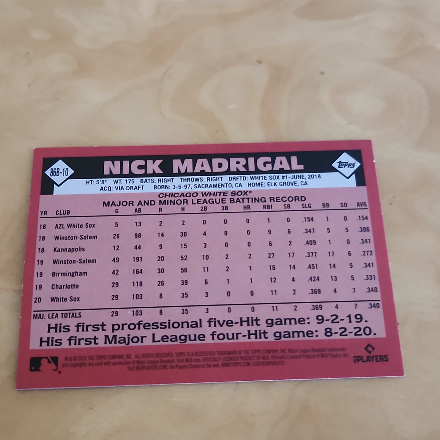 Topps 35th Anniversary Nick Madrigal RC #86B-10