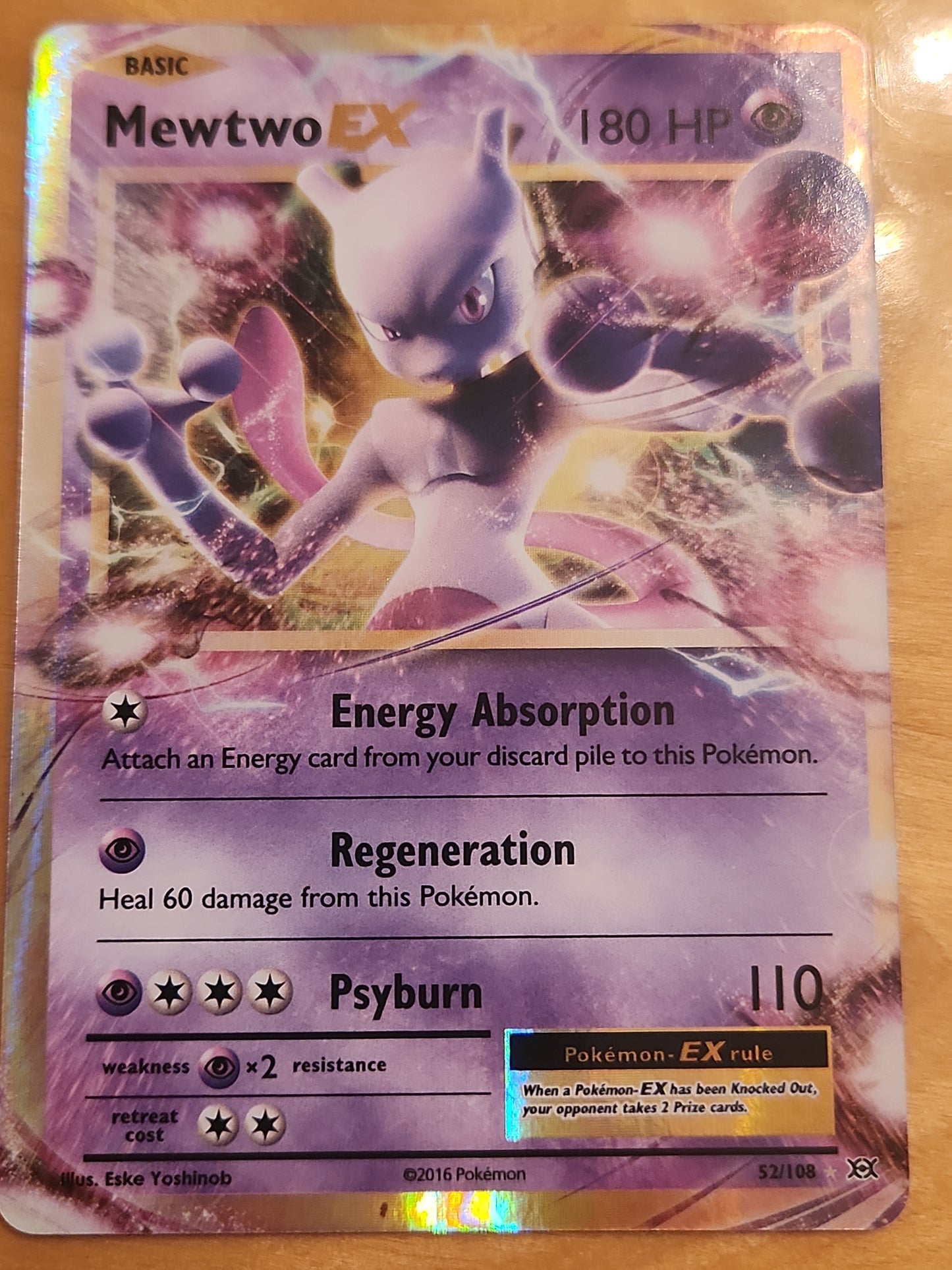 POKEMON MEWTWO EX 52/108 XY EVOLUTIONS ULTRA RARE MINT-NEAR MINT CARD 2016