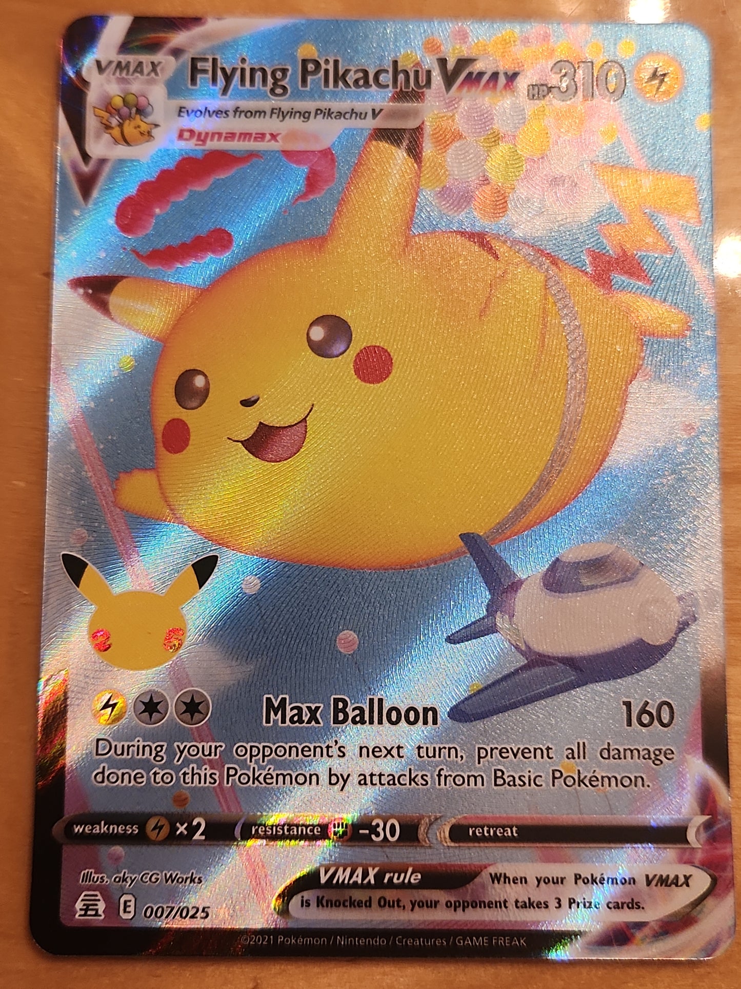 Pokemon Flying Pikachu VMAX Celebrations 25th Anniversary 007/025