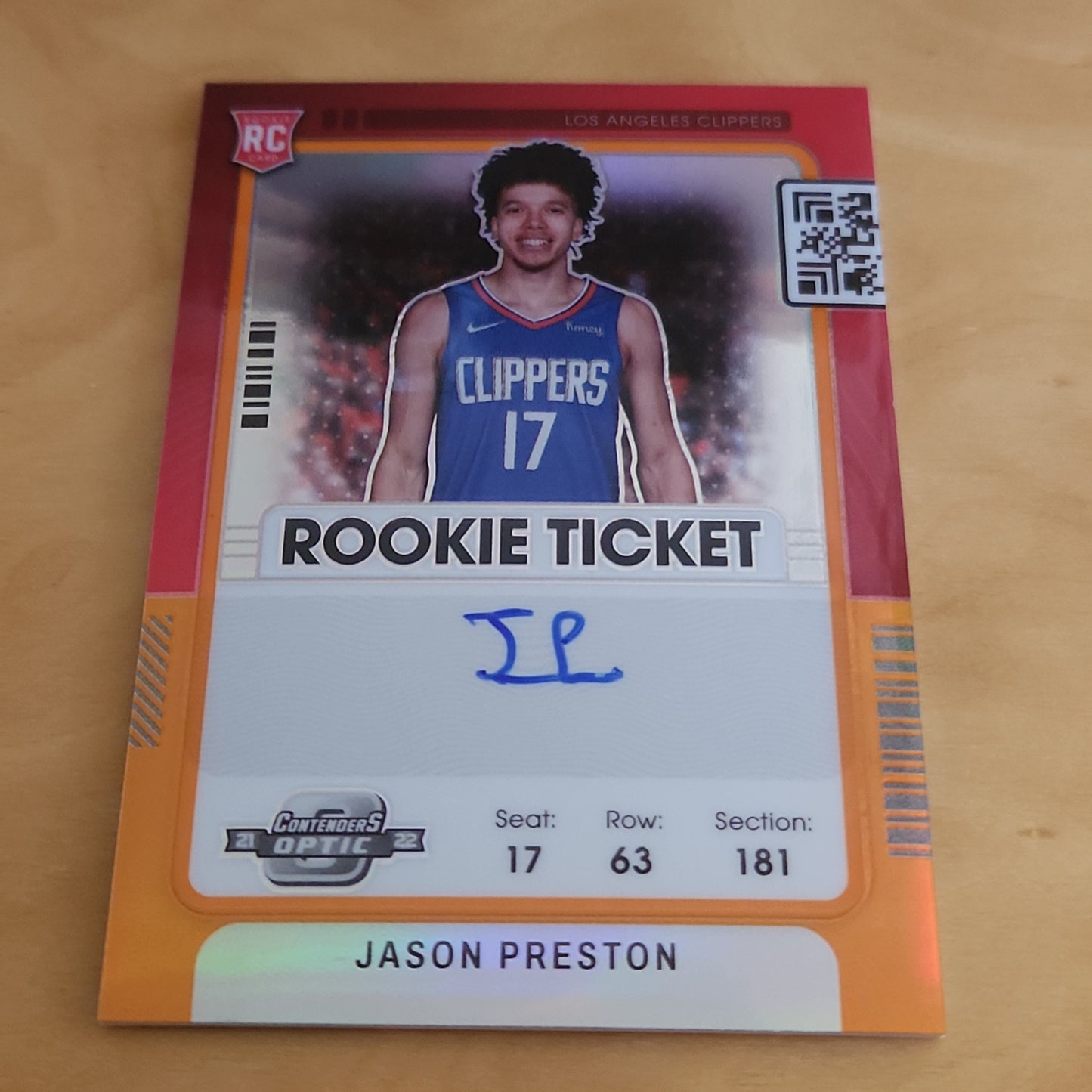 Panini Optic Prizm Contenders Rookie Ticket Orange Jason Preston Auto 18/25 #135