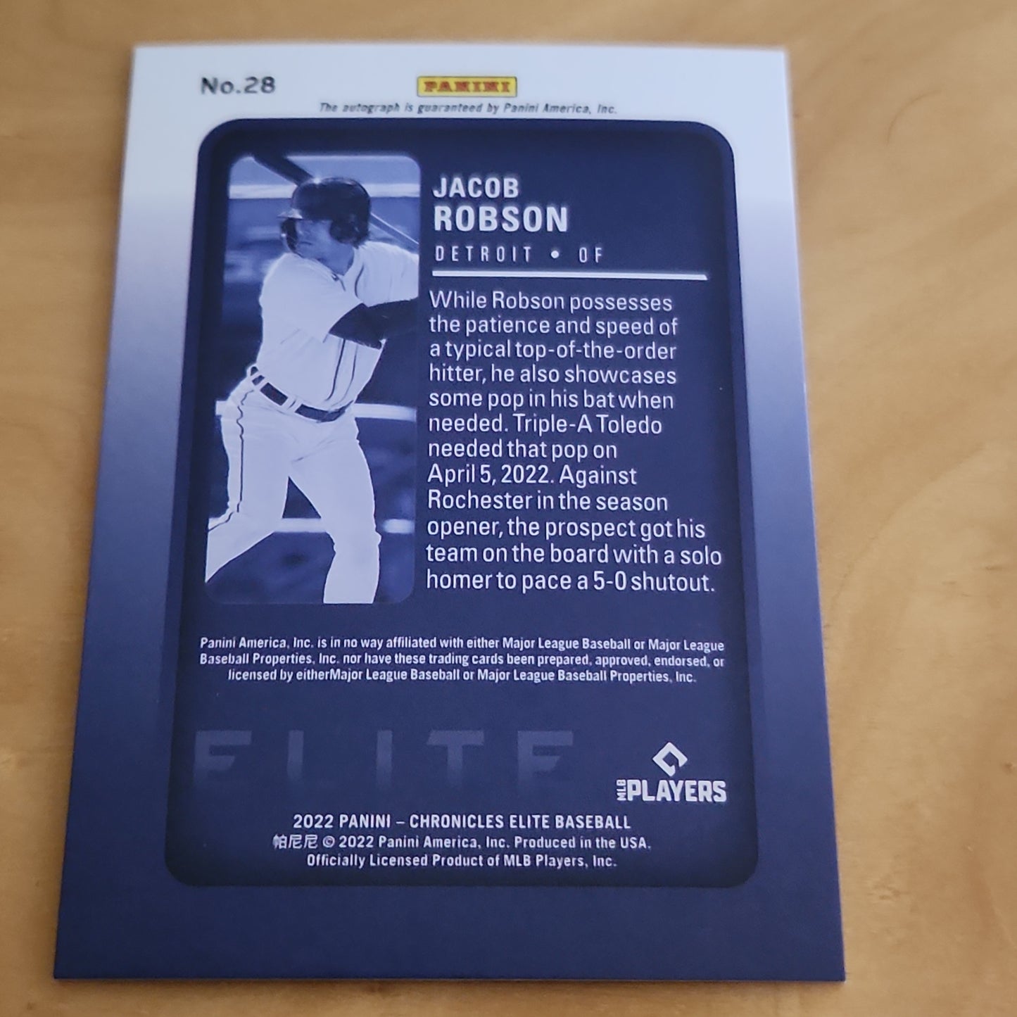 Panini Elite Jacob Robson RC Auto #28
