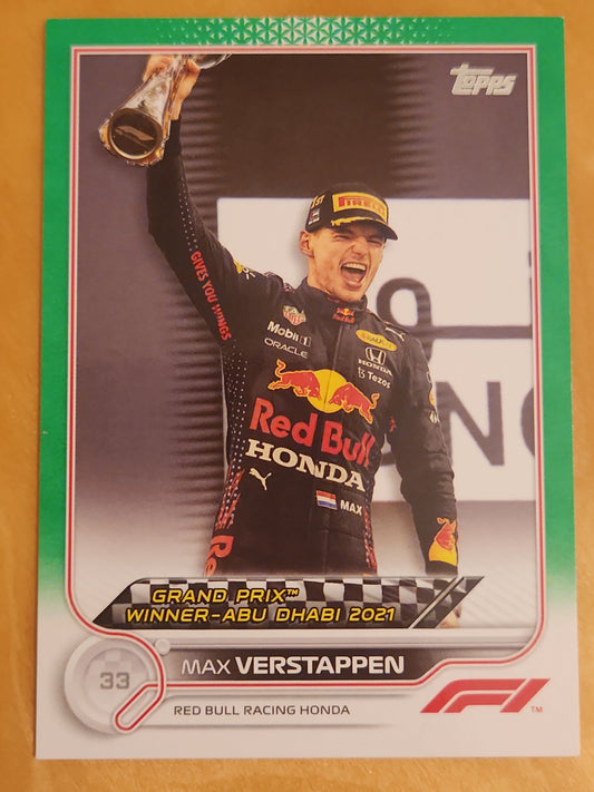 2022 Topps Chrome F1 Racing Max Verstappen Green Grand Prix Winner 46/75 #172 Red Bull Racing Honda