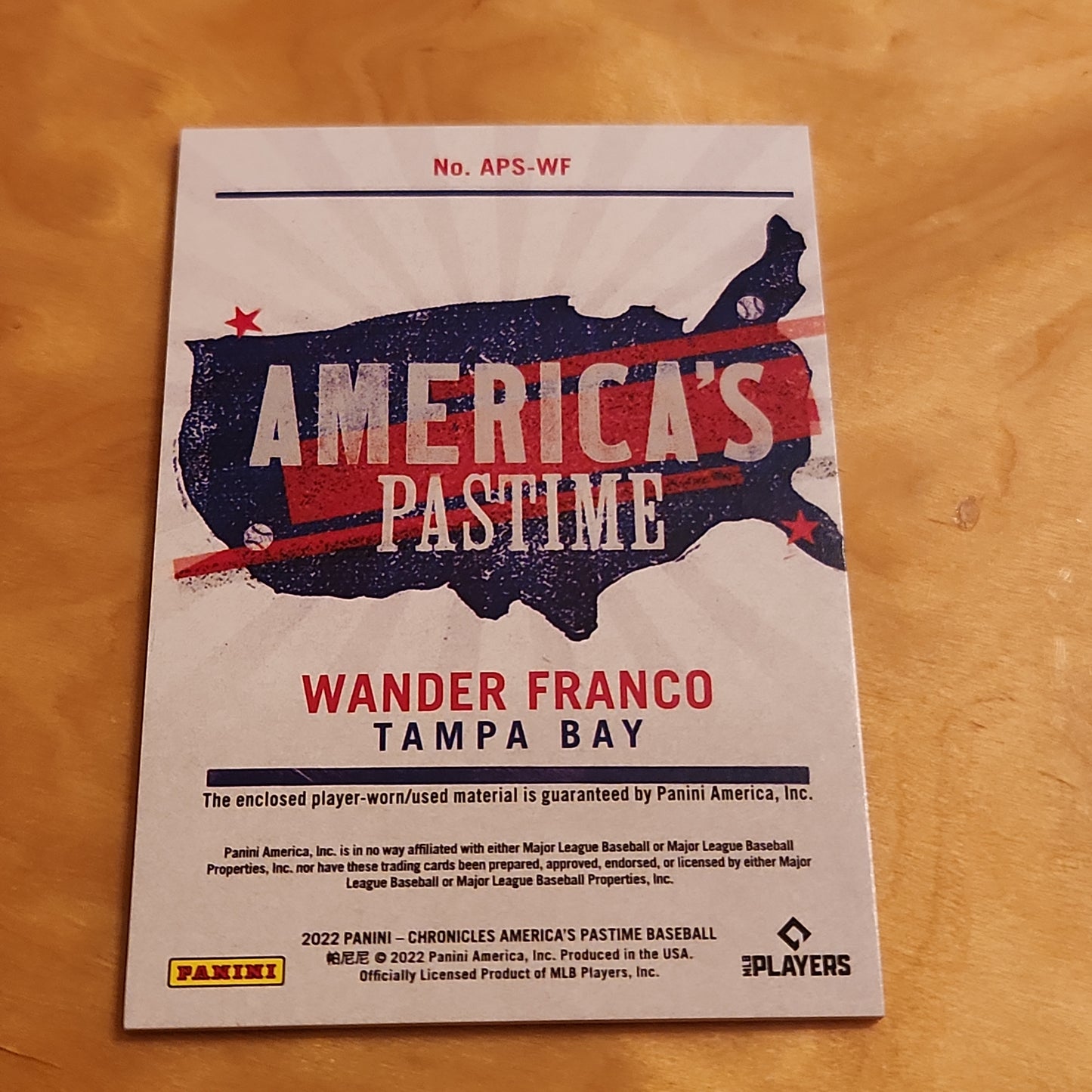Panini Americans Pastime Wander Franco Patch RC #APS-WF