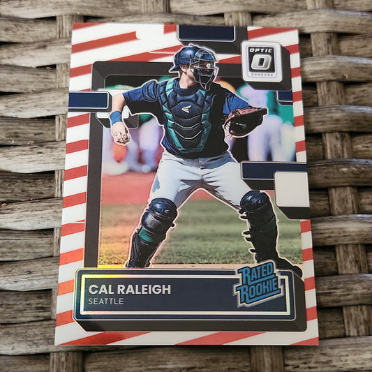 Panini Optic Prizm Red & White Rated Rookie Cal Raleigh 19/46 #39