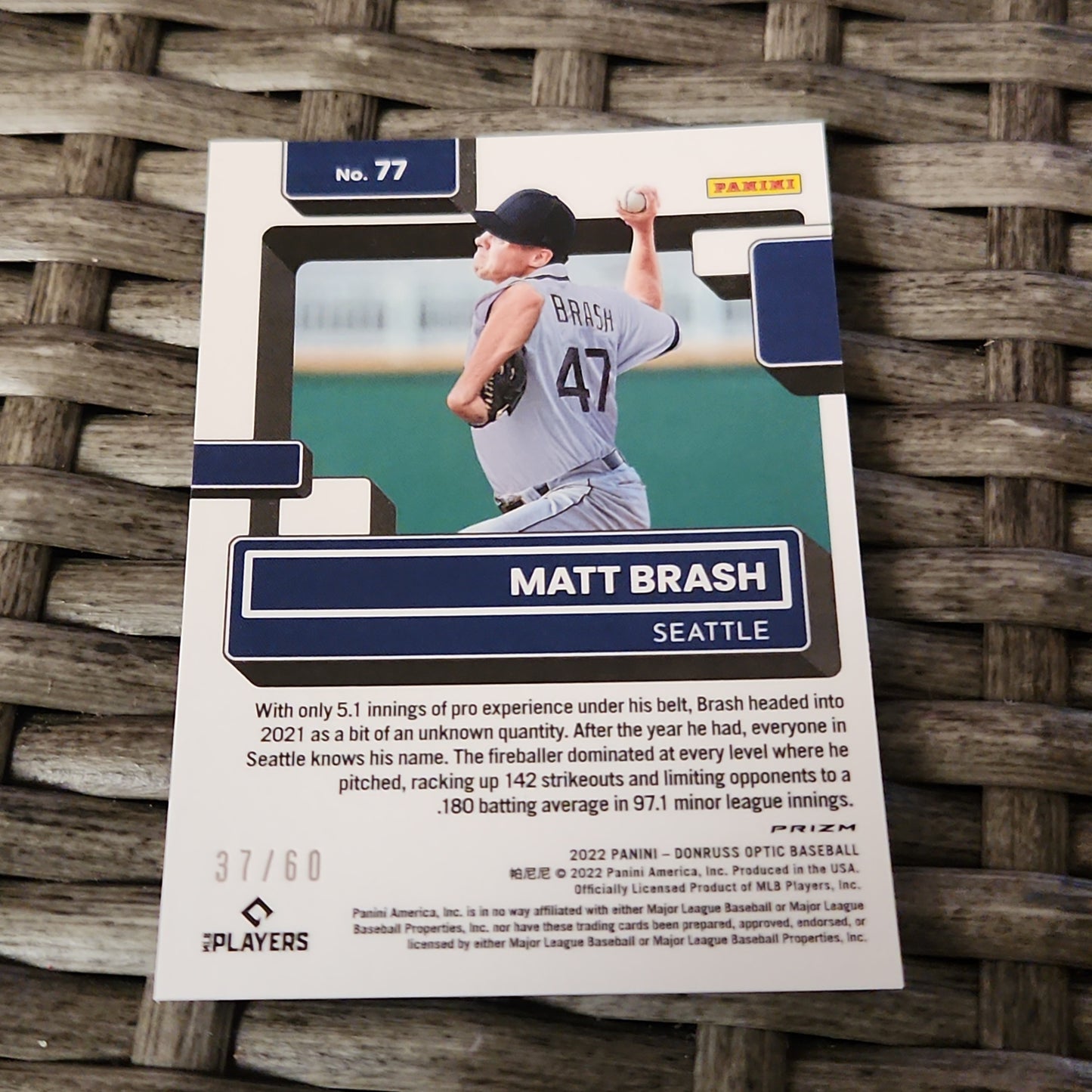 Panini Optic Red Rated Rookie Matt Brash 37/60 #77