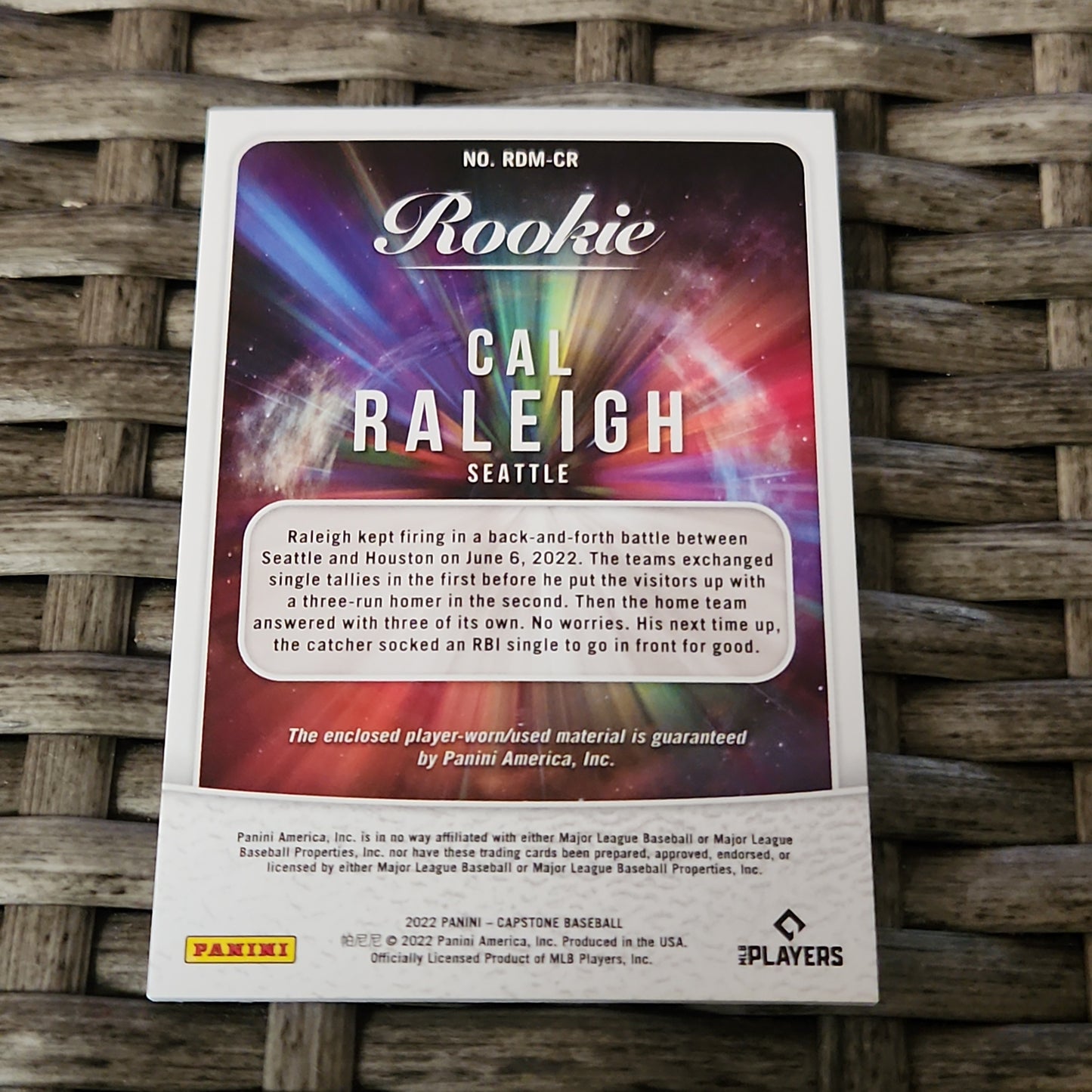 Panini Capstone Rookie Cal Raleigh Duo Relic RDM-CR