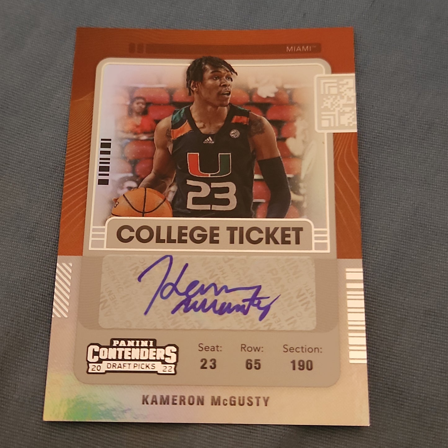 Panini Contenders Draft Picks College Ticket Kameron McGusty Auto #CT-KMC