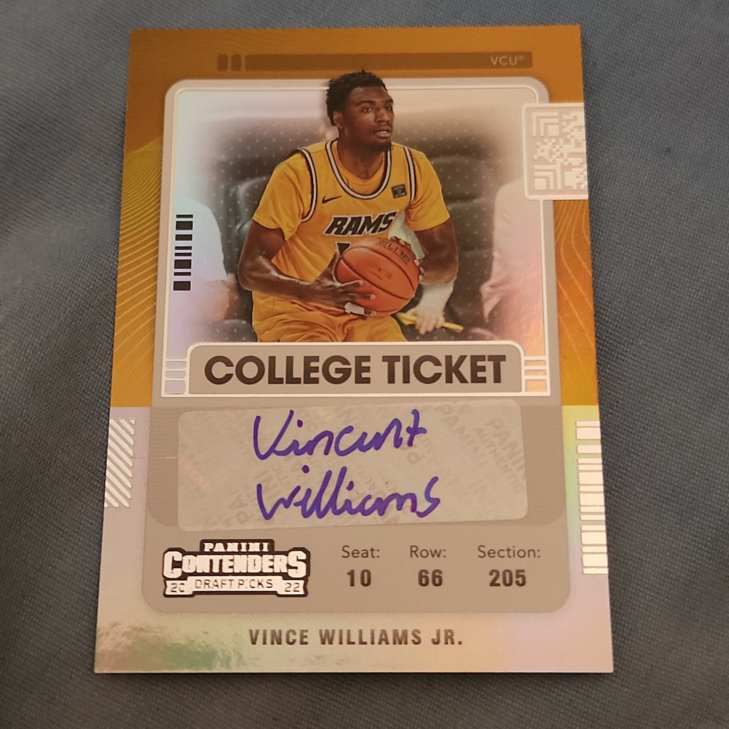 Panini Contenders Draft Picks College Ticket Vince Williams Jr. Auto #CT-VWJ