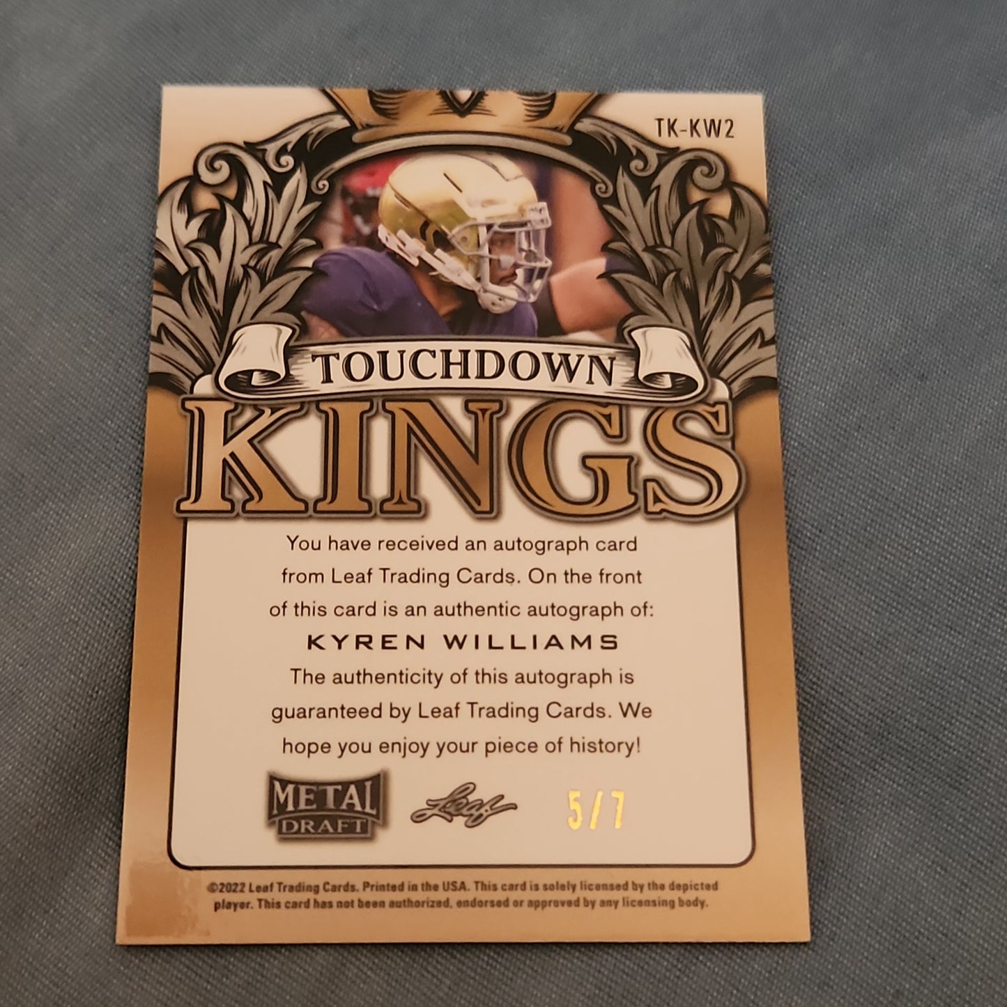 Leaf Metal Draft Touchdown Kings Orange Kyren Williams Auto 5/7 #TK-KW2