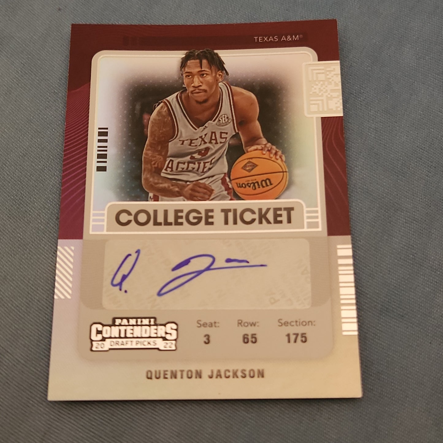 Panini Contenders Draft Picks College Ticket Quenton Jackson Auto #CT-QJA