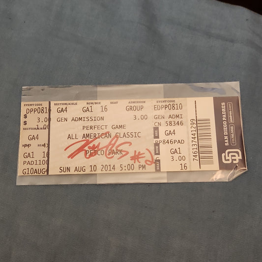 Kody Clemes Autographed San Deigo Padres Ticket August 10, 2014