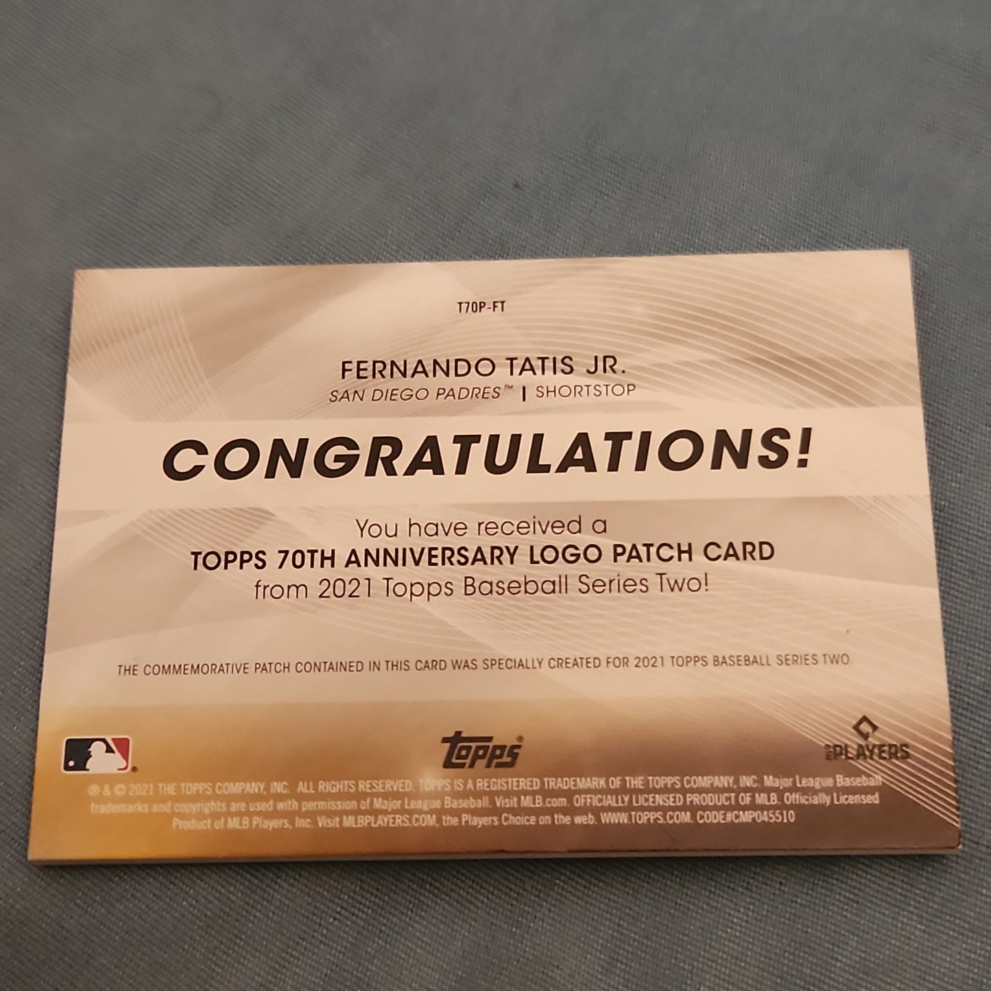 Topps 70th Anniversary Fernando Tatis Jr. Relic #T70P-FT
