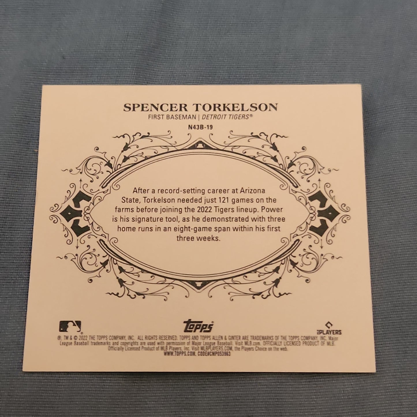 Topps Allen & Ginter Spencer Torkelson RC #N43B-19