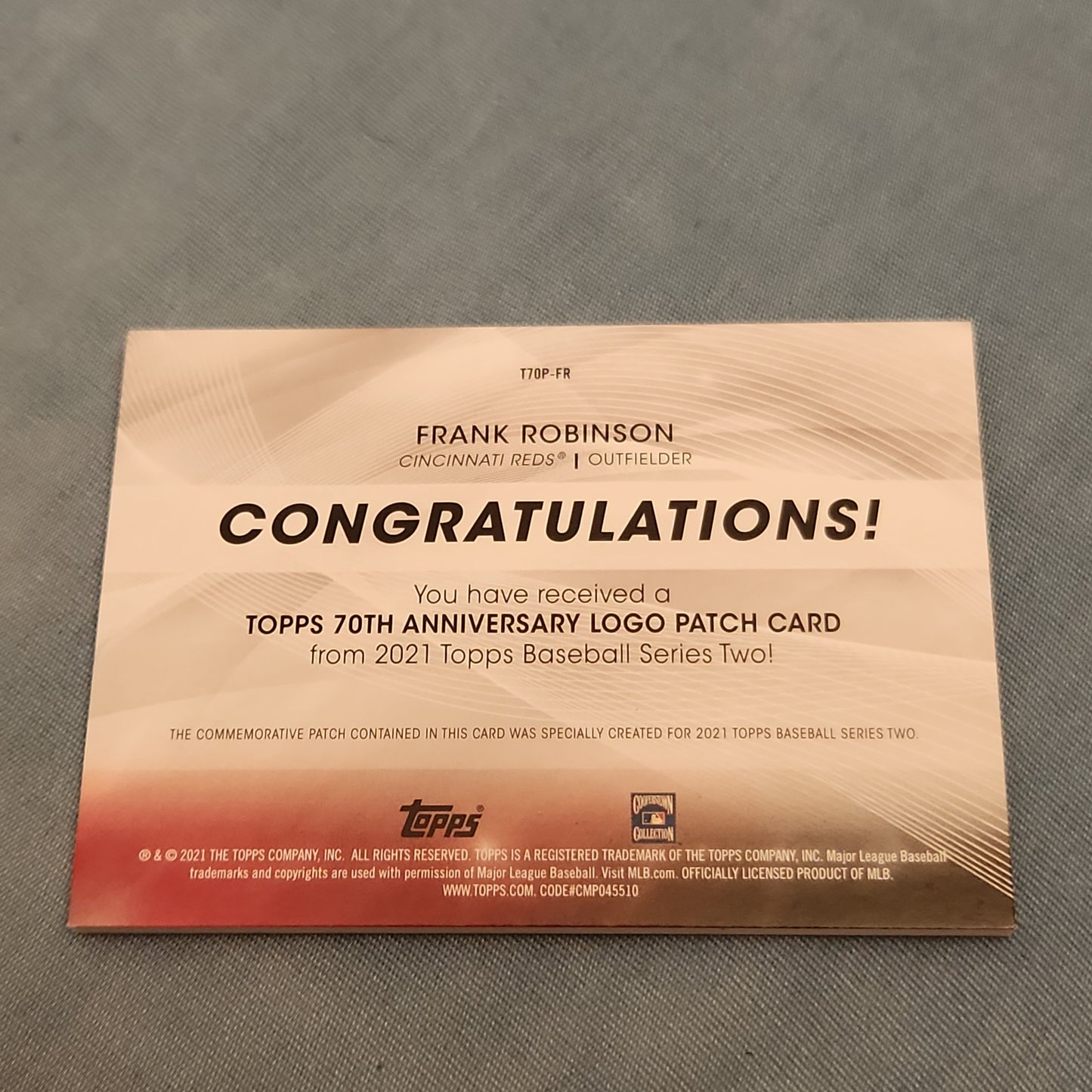 Topps 70th Anniversary Frank Robinson Relic #T70P-FR