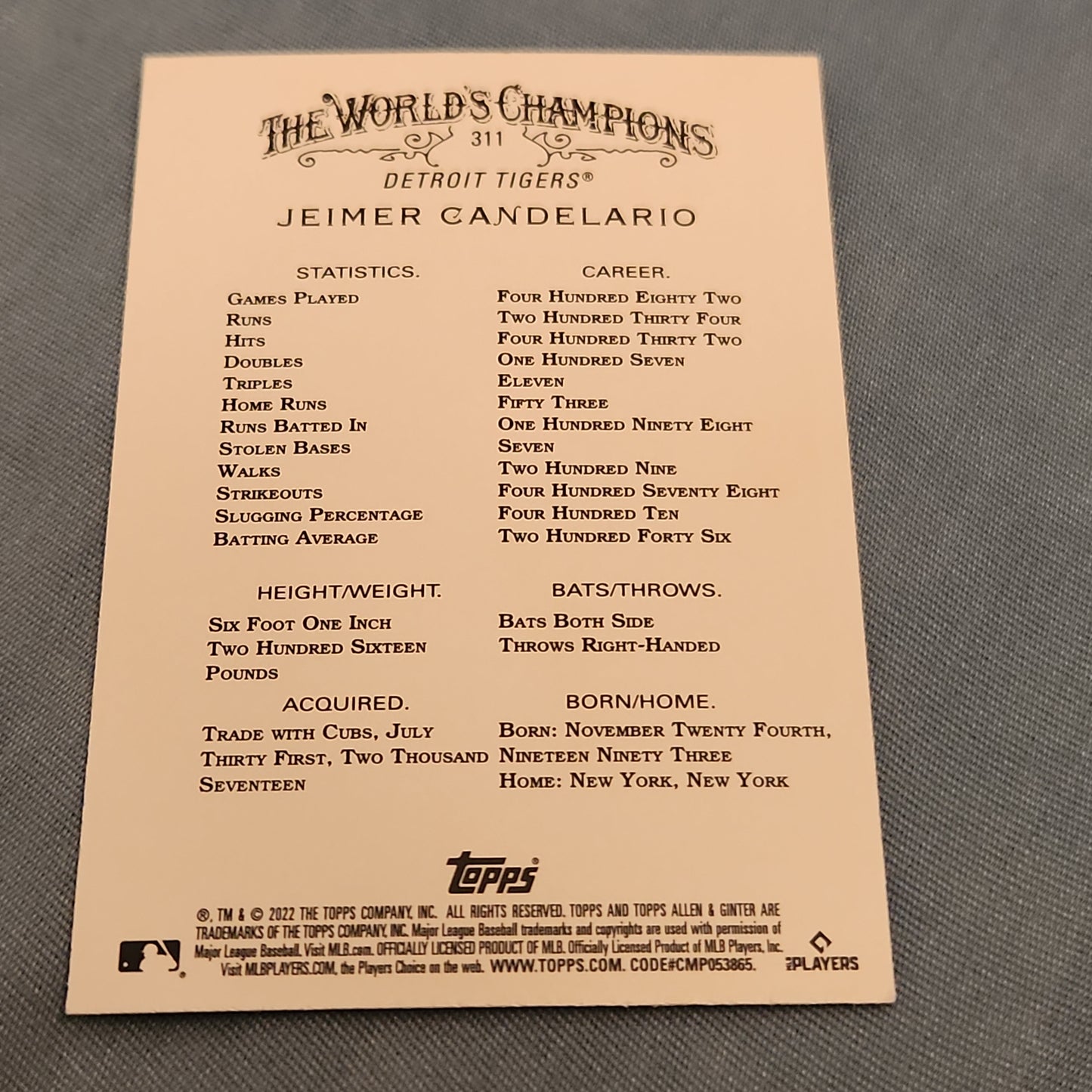 Topps Allen & Ginter Jeimer Candeladio #311