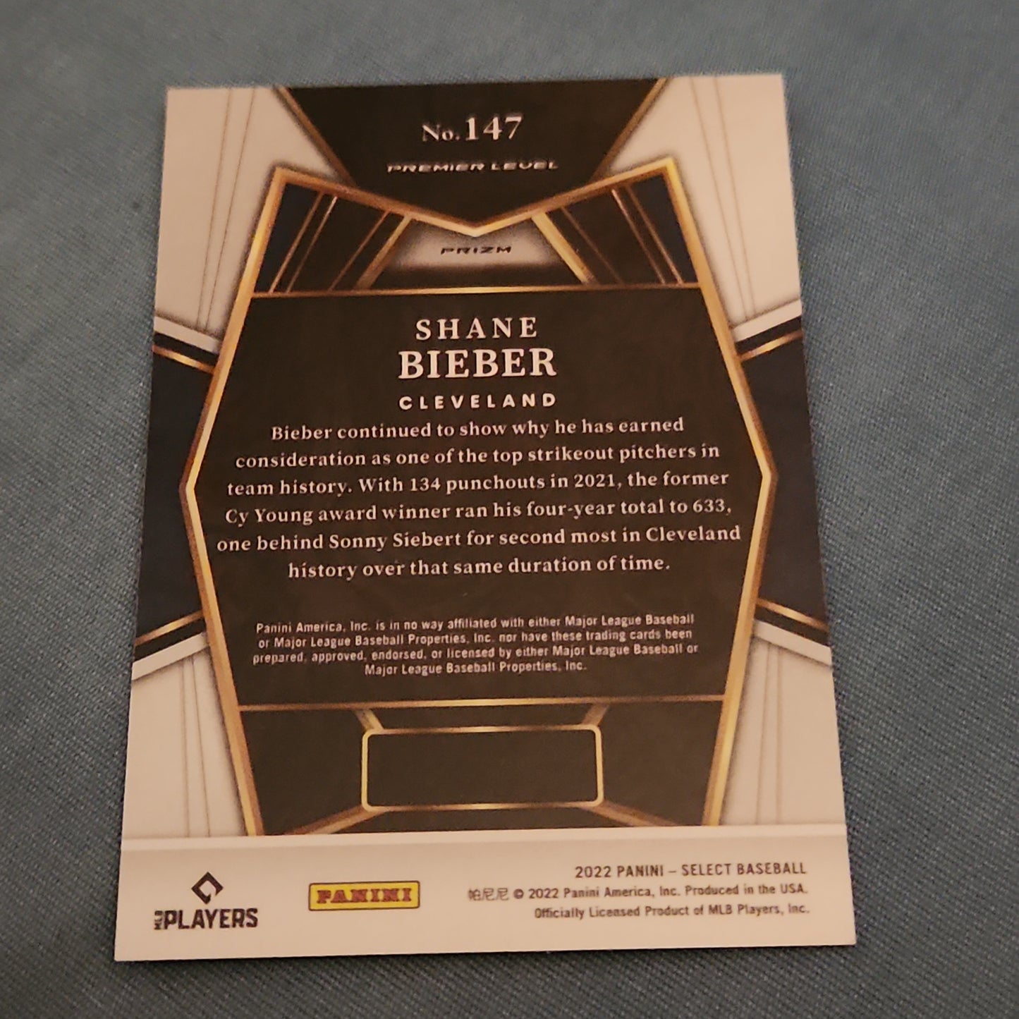 Panini Prizm Select Premier Level Red & Blue Shane Biber #147