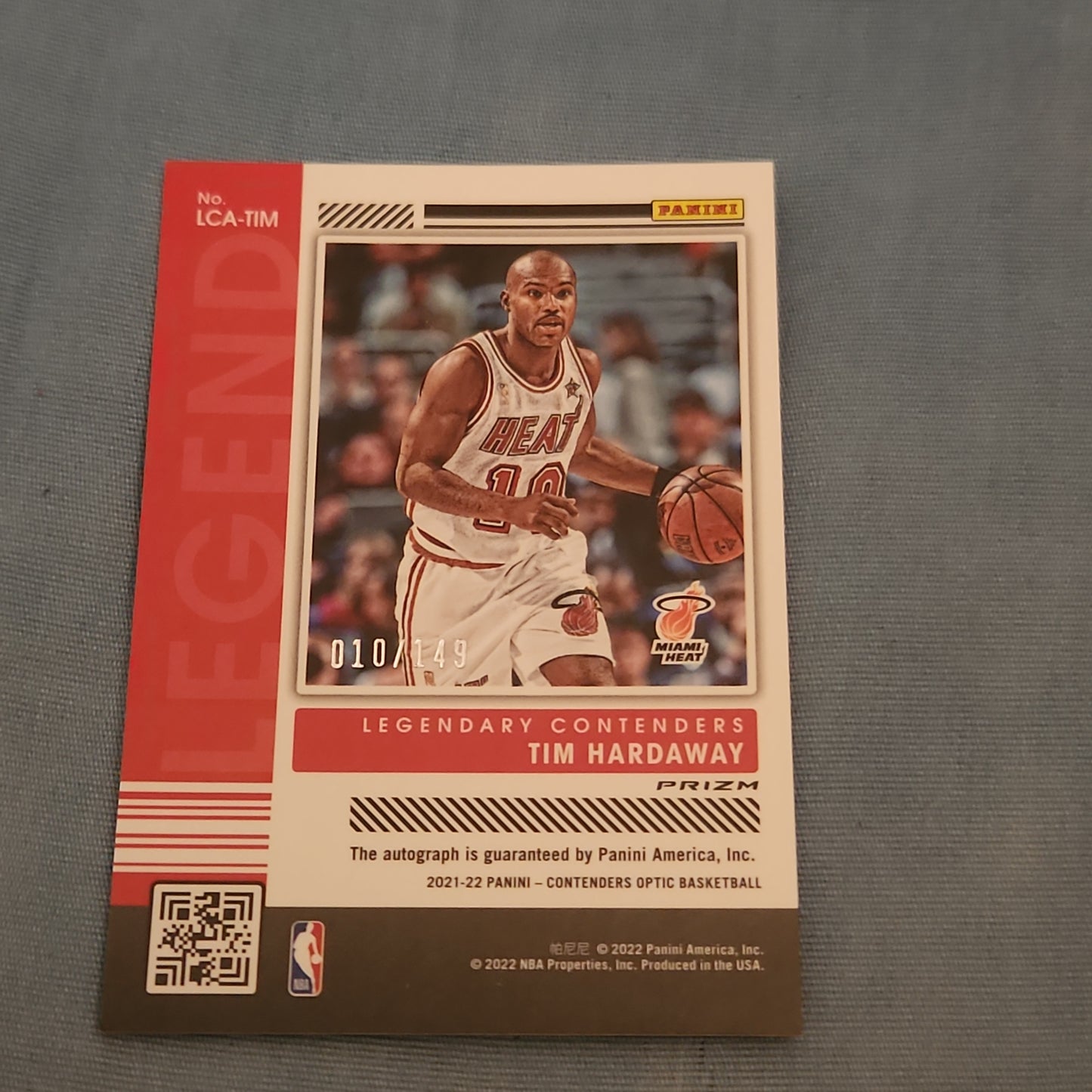 Panini Optic Prizm Legendary Contenders Tim Hardaway Auto 010/149 #LCA-TIM