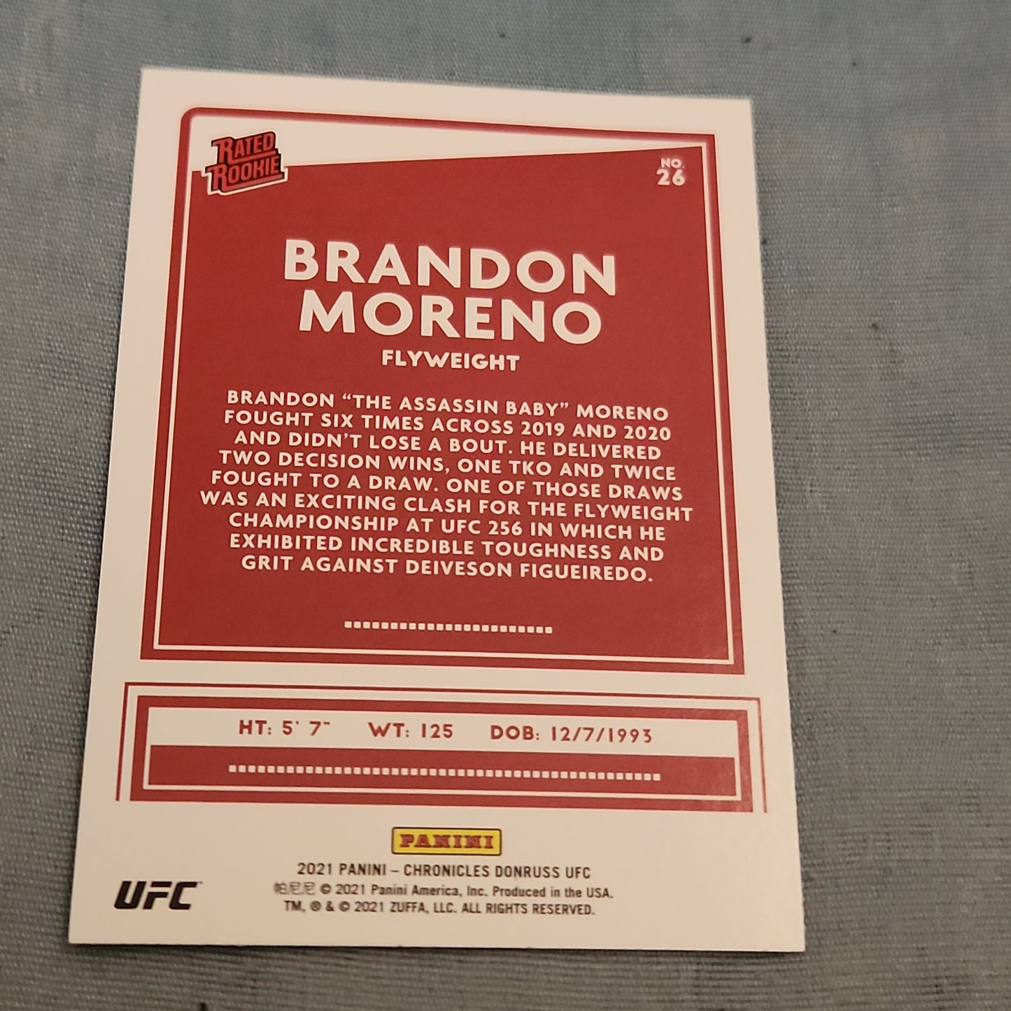 Panini Donruss Rated Rookie Brandon Moreno #26