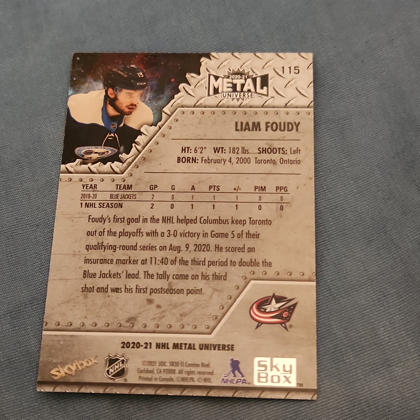 SkyBox Metal Universe Liam Foudy RC #115