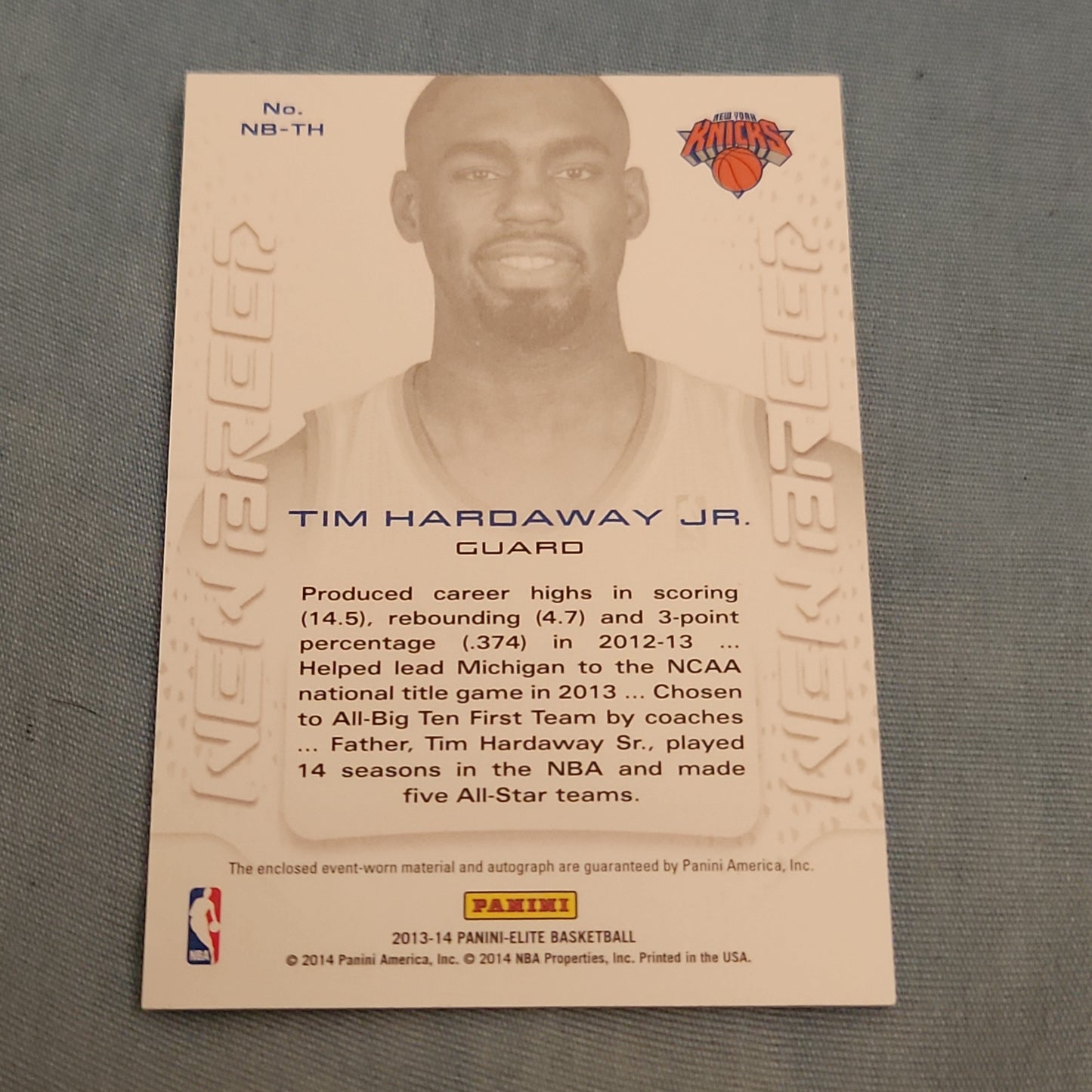 Panini Elite New Breed Tim Hardaway Jr. RC Relic Auto 363/499 #NB-TH