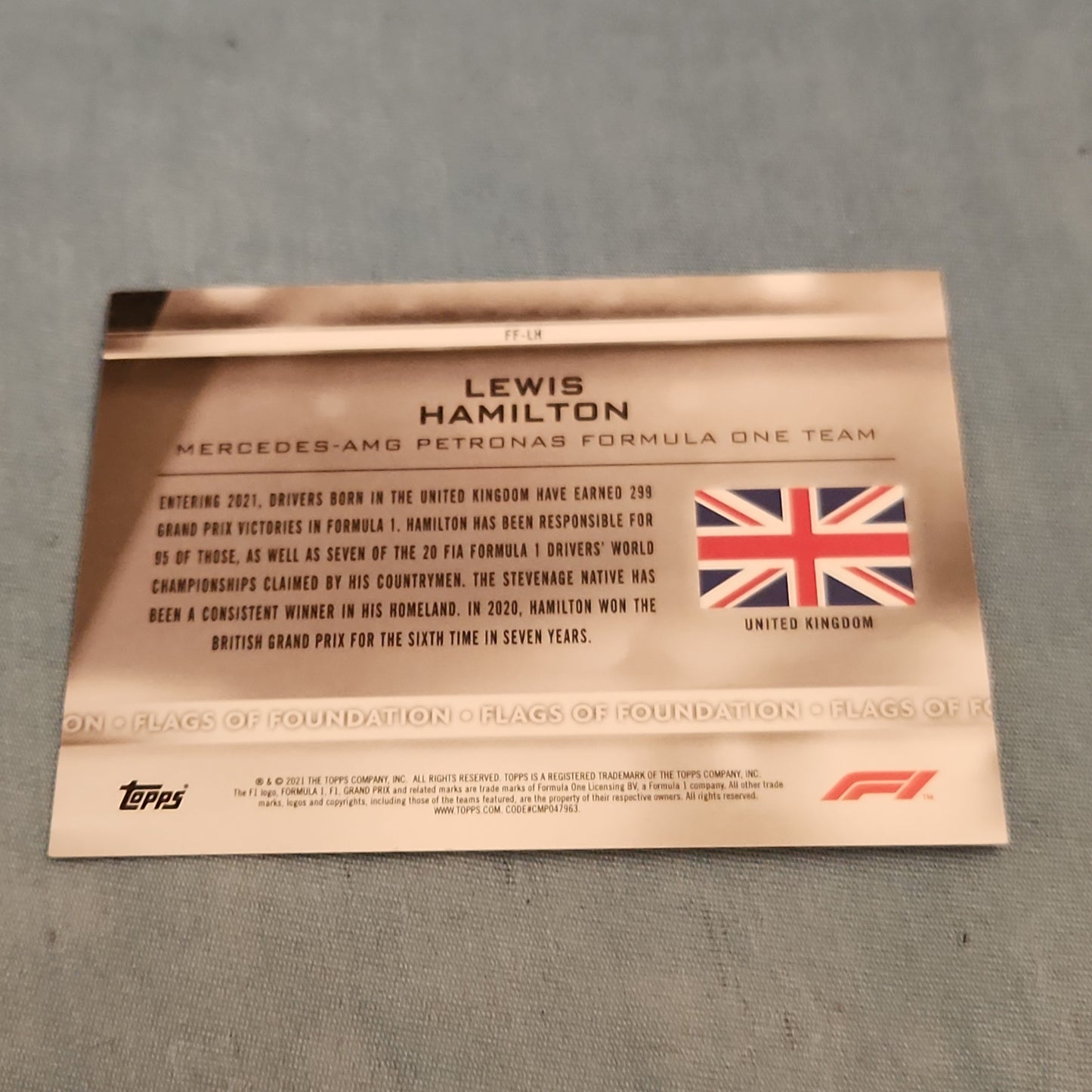 Topps Flag Of Foundation Lewis Hamilton #FF-LH