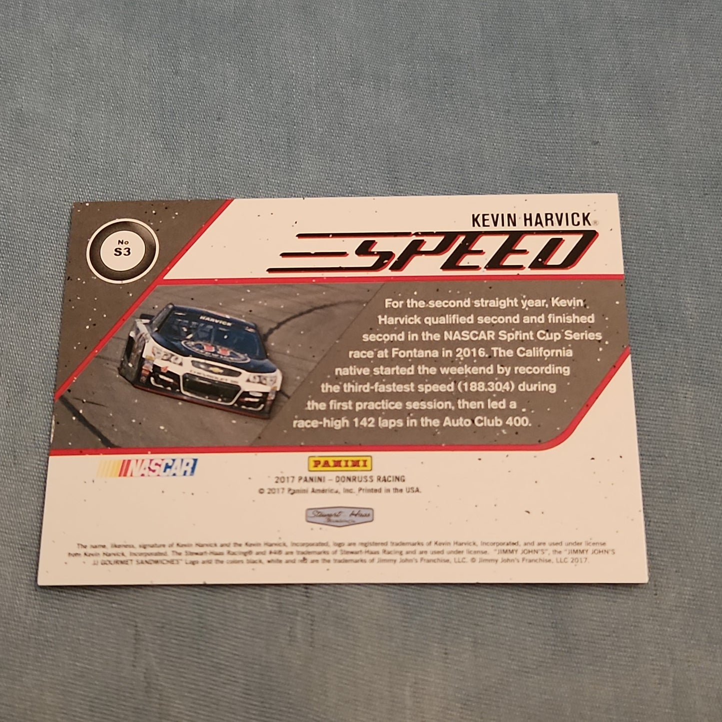 Panini Donruss Cracked Ice Speed Kevin Harvick 364/999 #S3