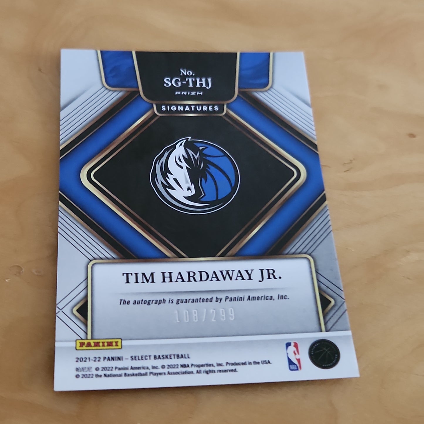 Panini Prizm Select Tim Hardaway Jr. Auto 108/299 #SG-THJ