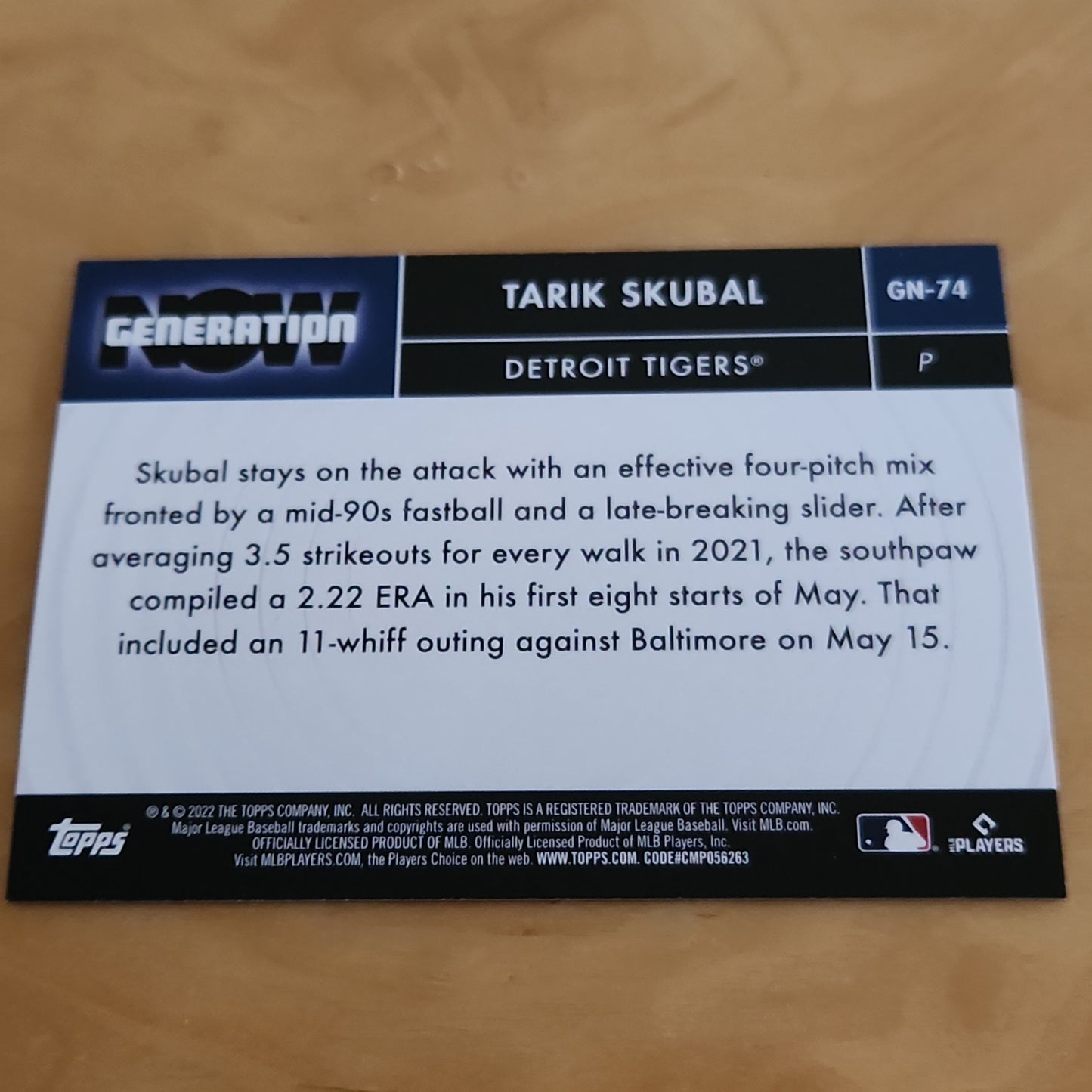 Topps Now Generation Holo Tarik Skubal #GN-74