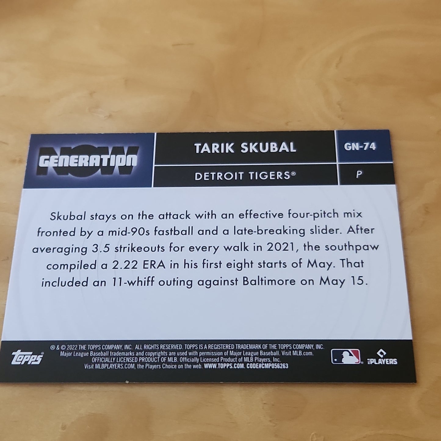 Topps Chrome Now Generation Tairk Skubal #GN-74