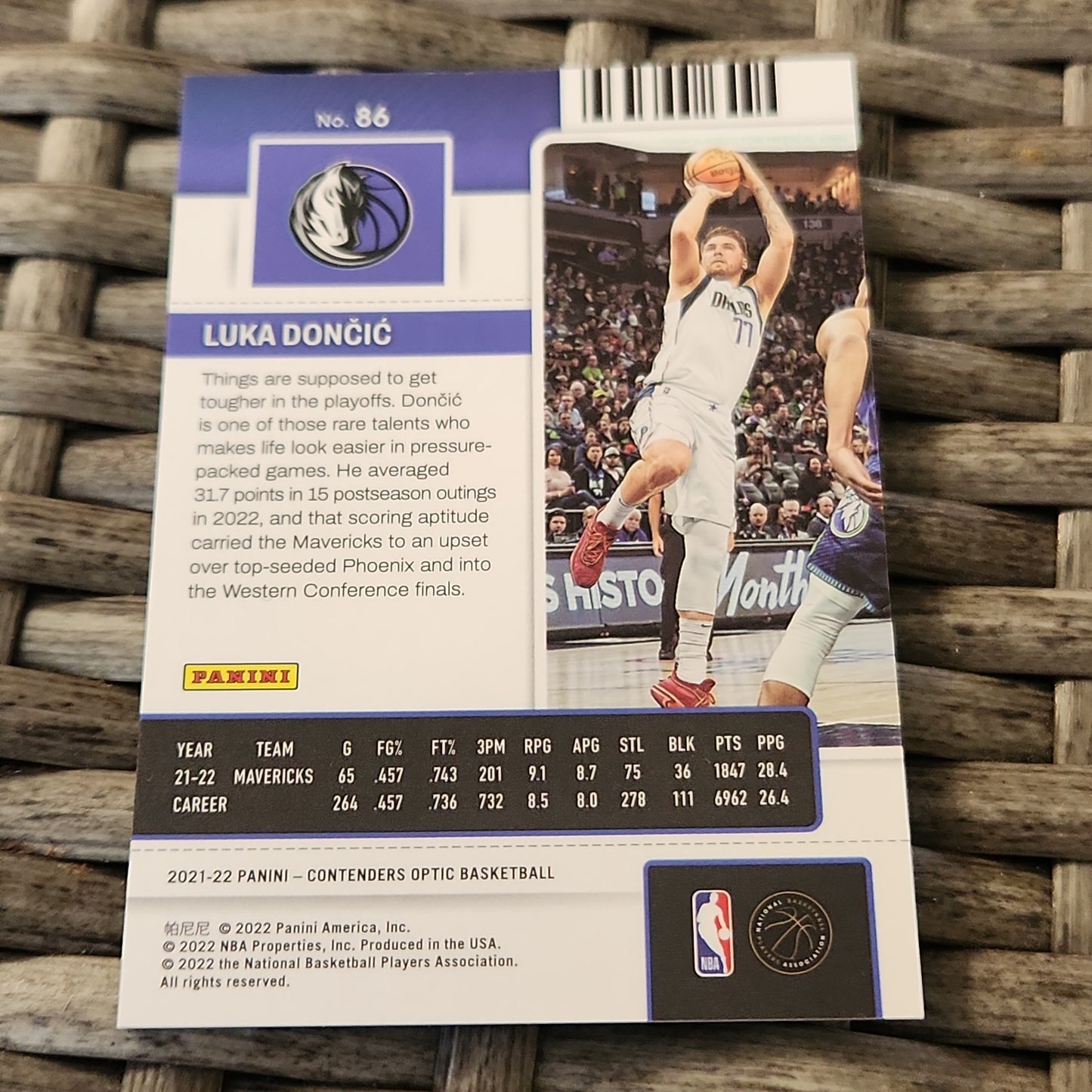 Panini Optic Contenders Season Ticket Luka Dončić #86