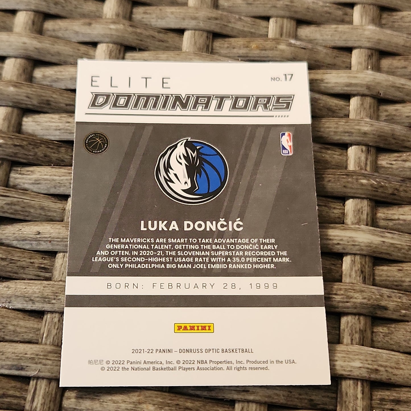 Panini Optic Elite Dominators Luka Dončić #17